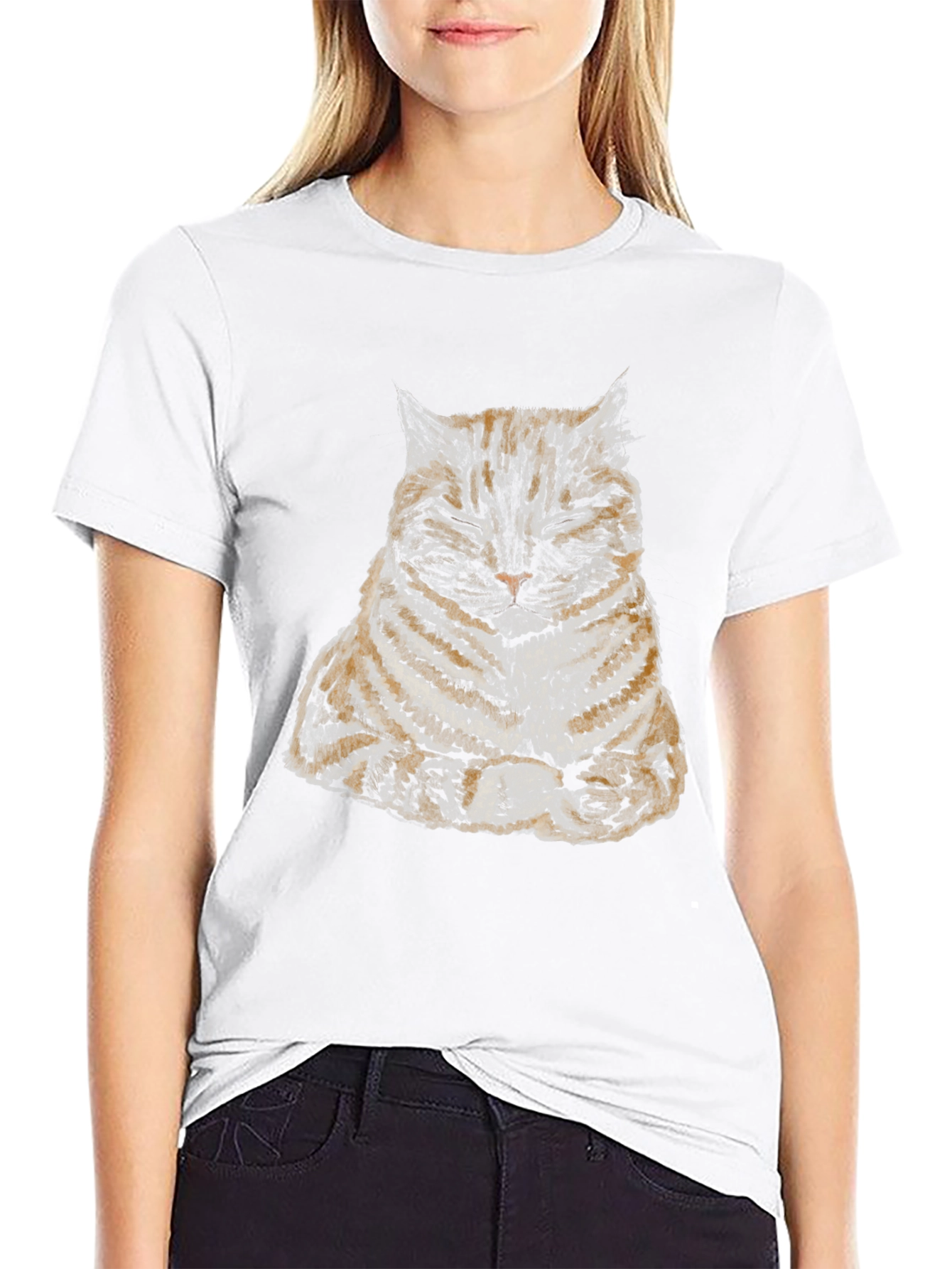 Zen Cat Graphic Tee - Black Cotton Blend