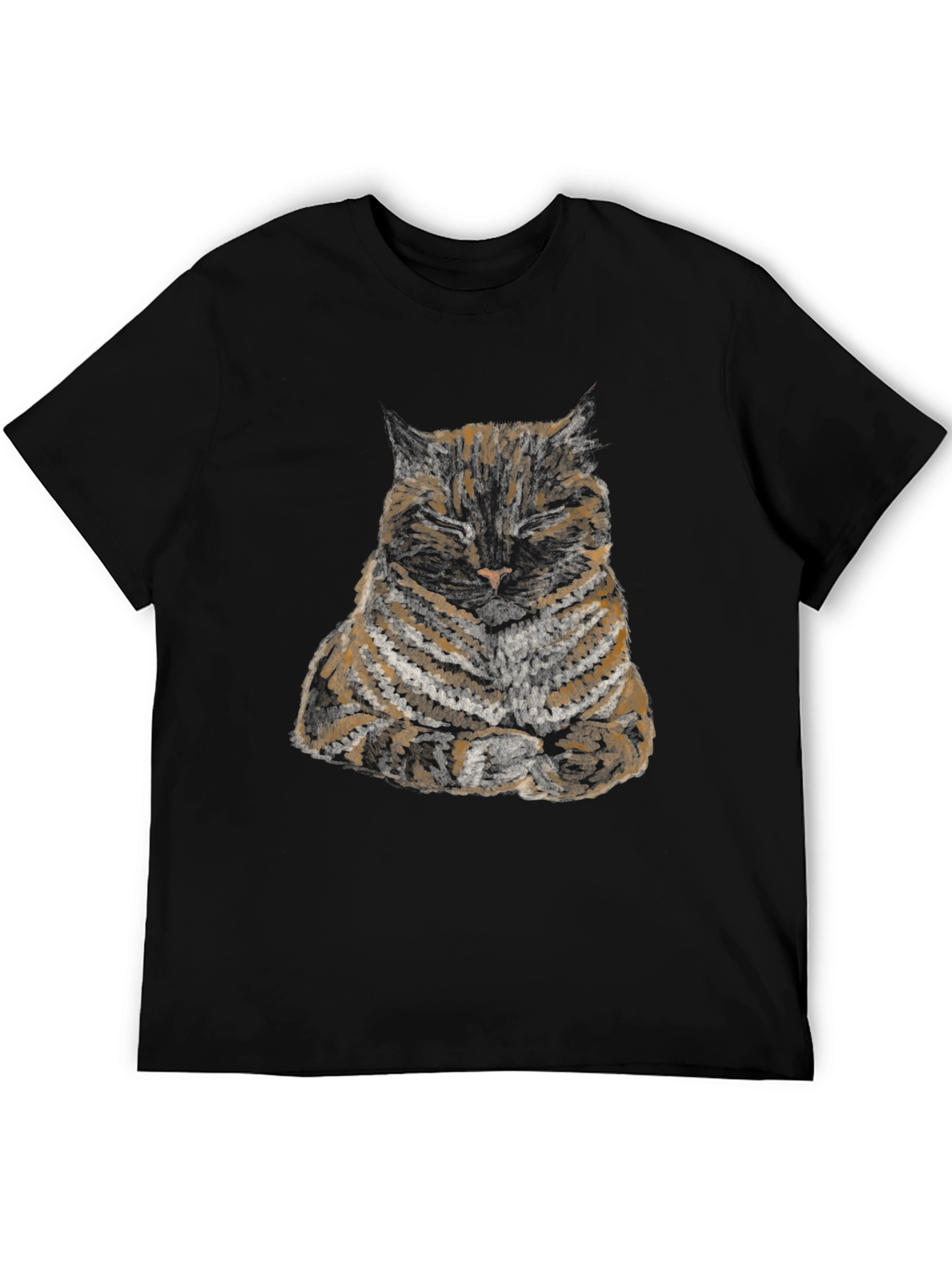 Zen Cat Graphic Tee - Black Cotton Blend