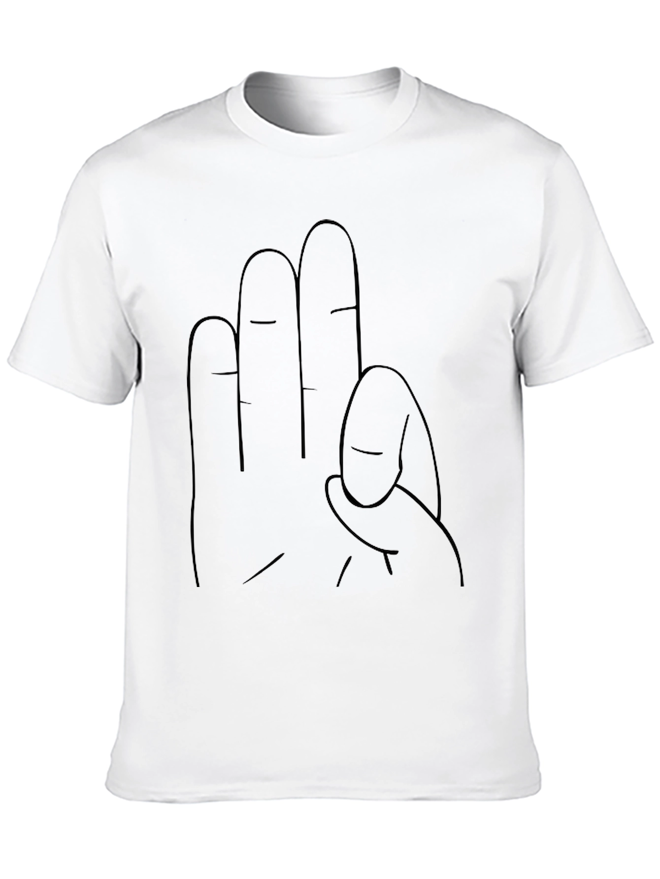 Graphic Hand Gesture Tee - Casual Black T-Shirt