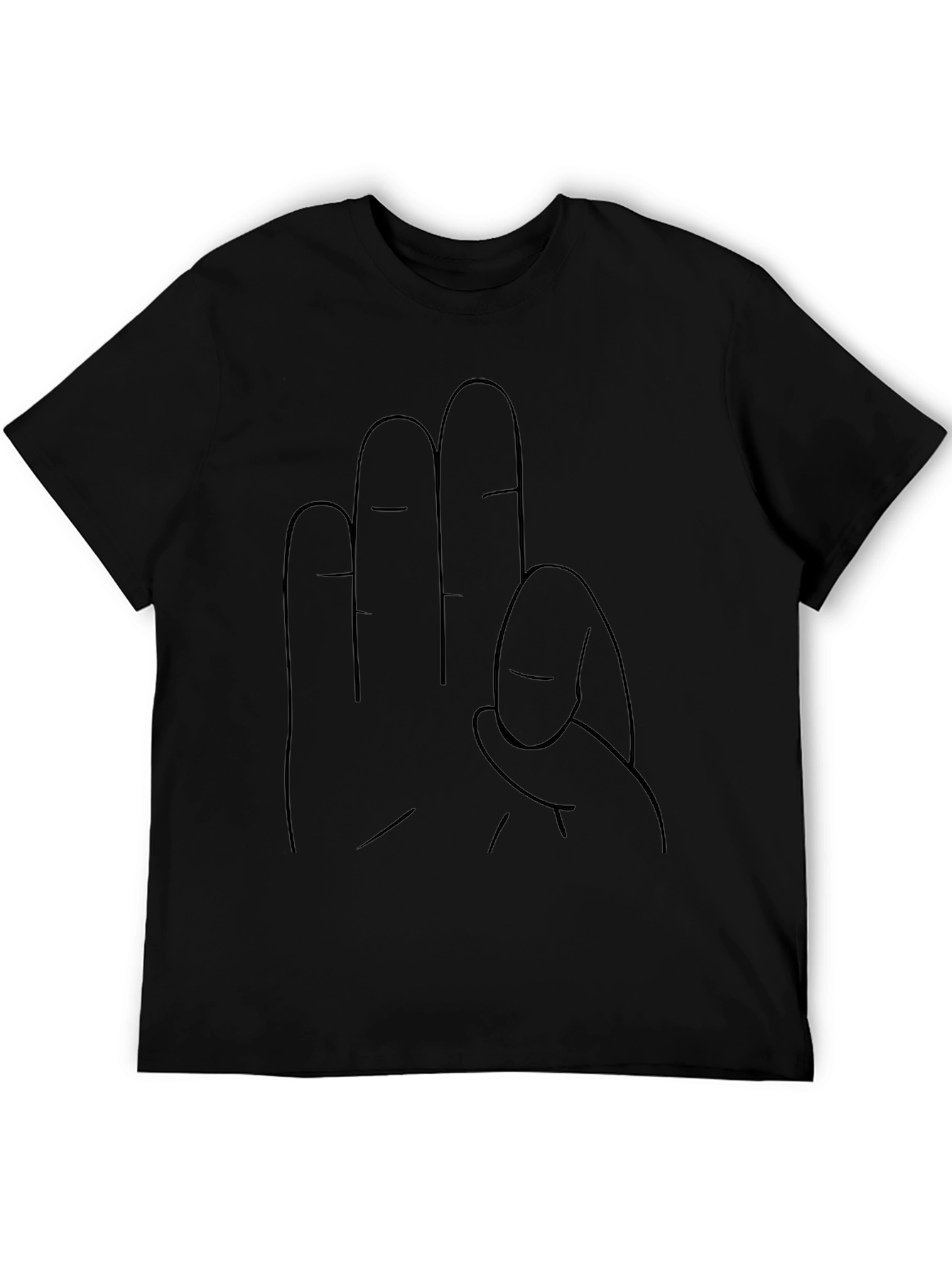 Graphic Hand Gesture Tee - Casual Black T-Shirt