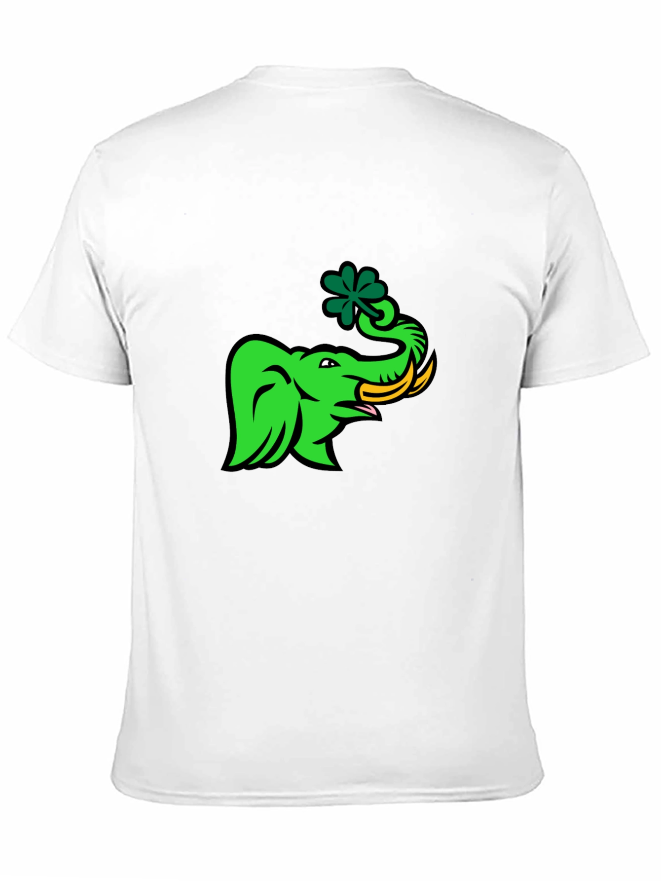 Green Elephant with Shamrock Graphic T-Shirt