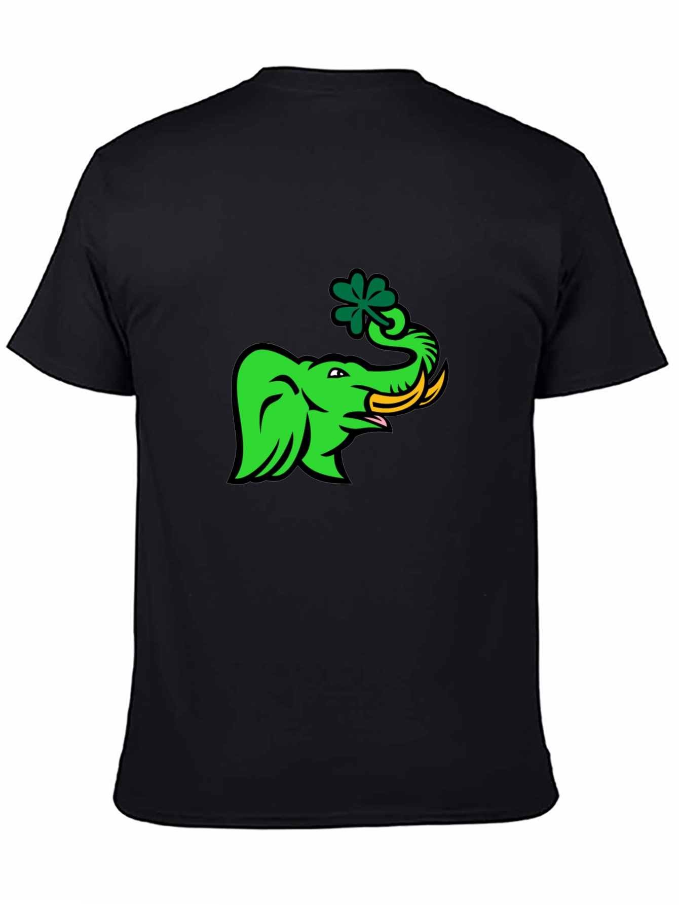 Green Elephant with Shamrock Graphic T-Shirt