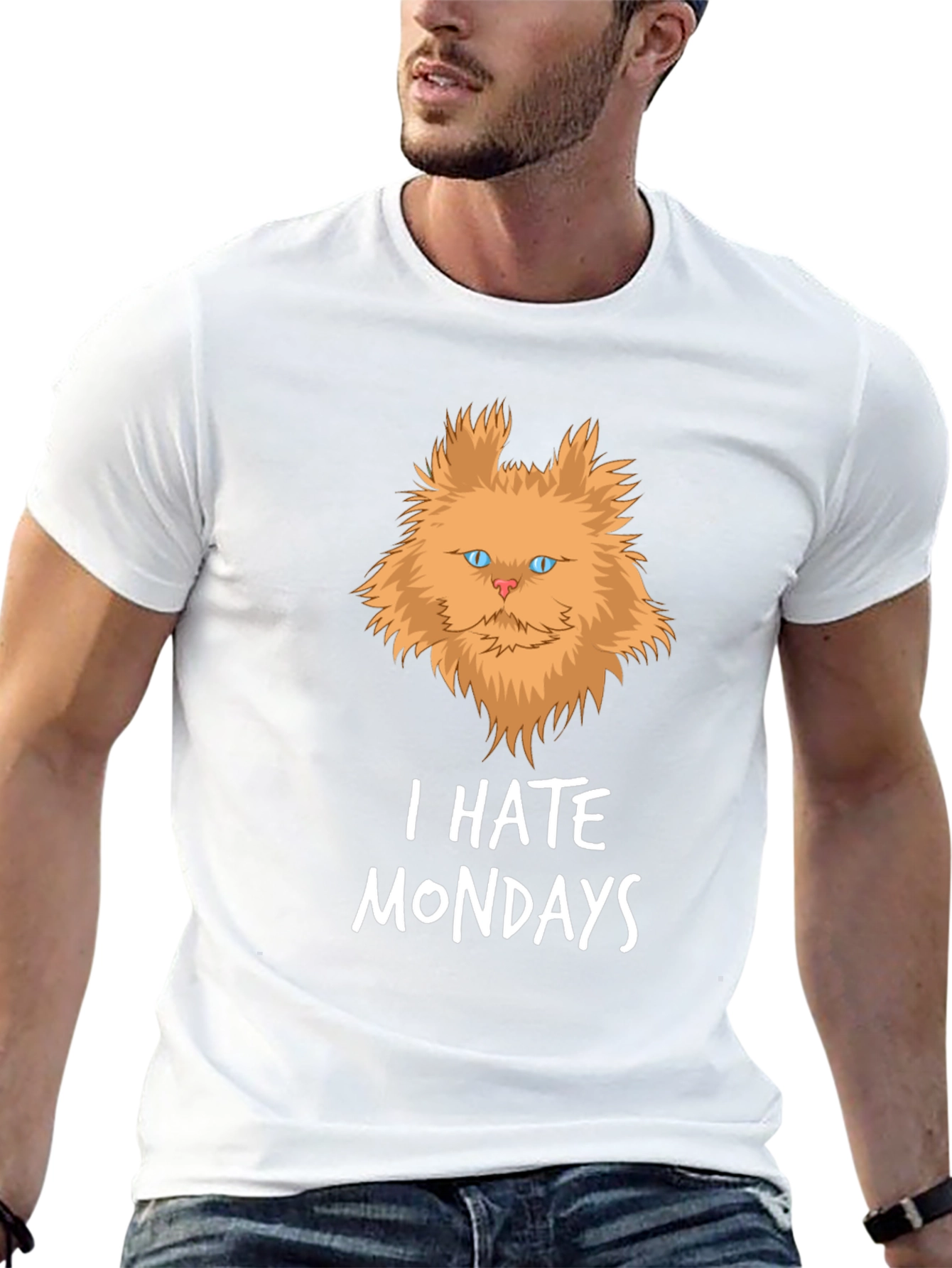 I Hate Mondays Funny Cat Graphic T-Shirt
