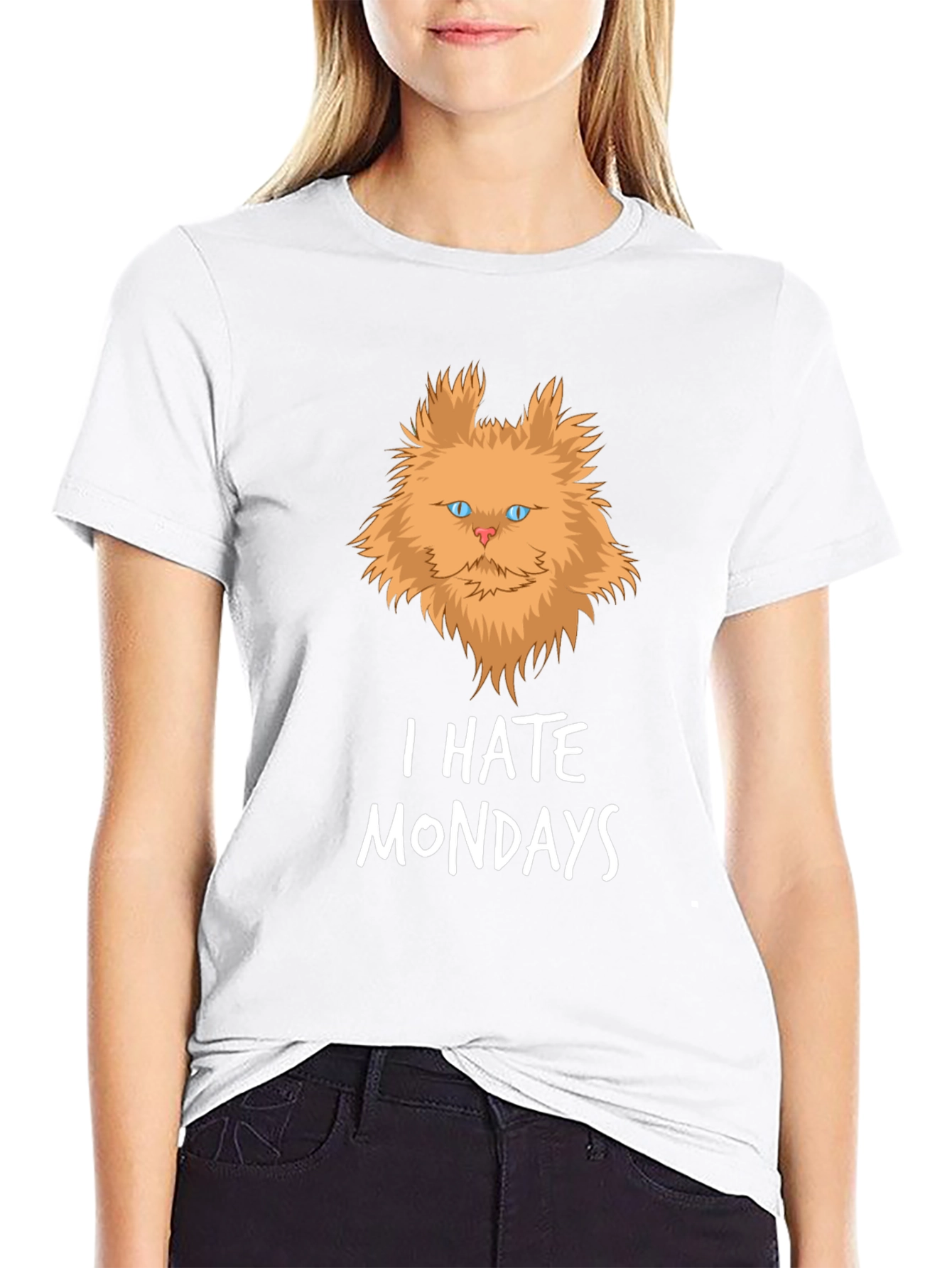 I Hate Mondays Funny Cat Graphic T-Shirt