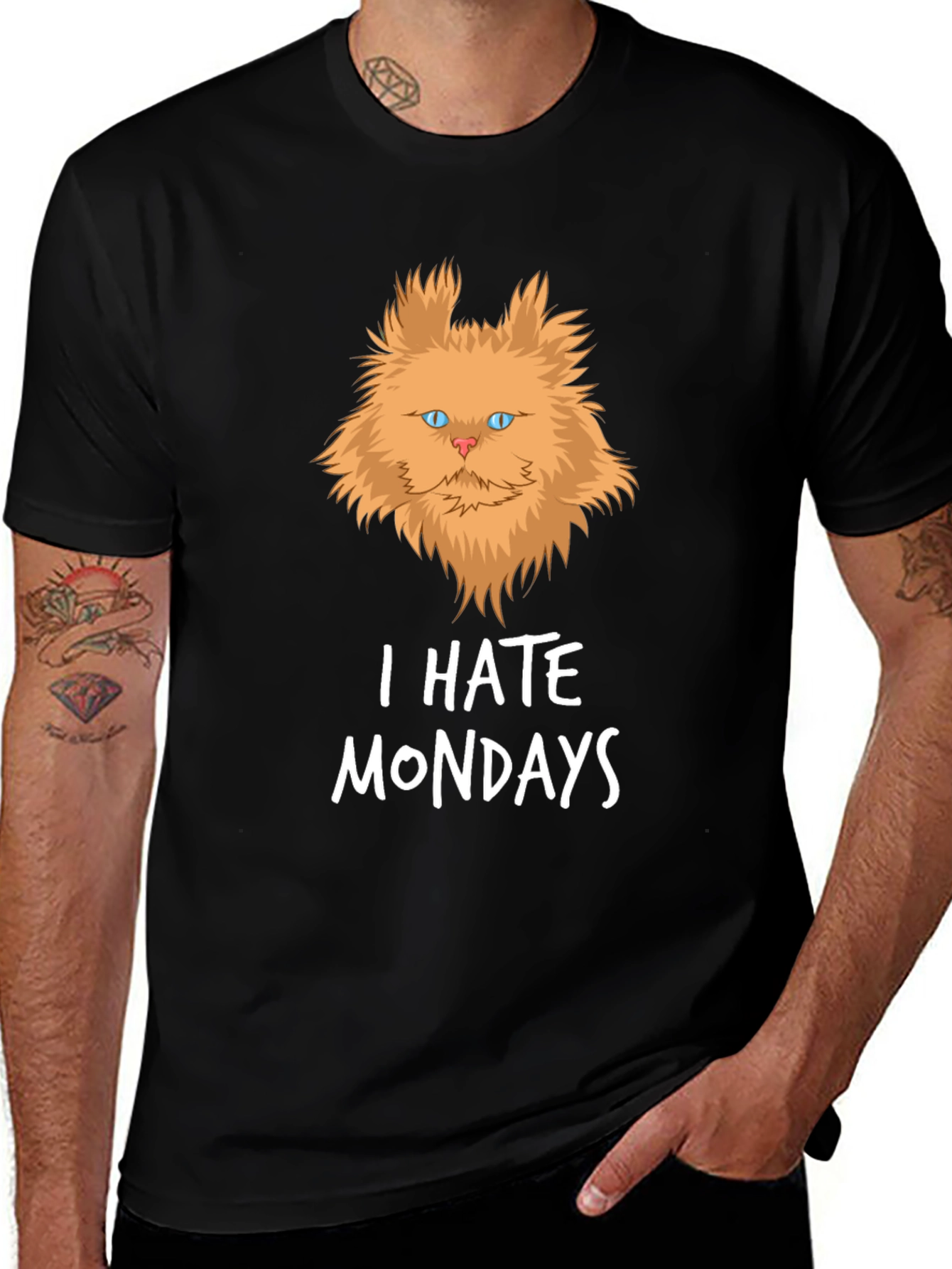 I Hate Mondays Funny Cat Graphic T-Shirt