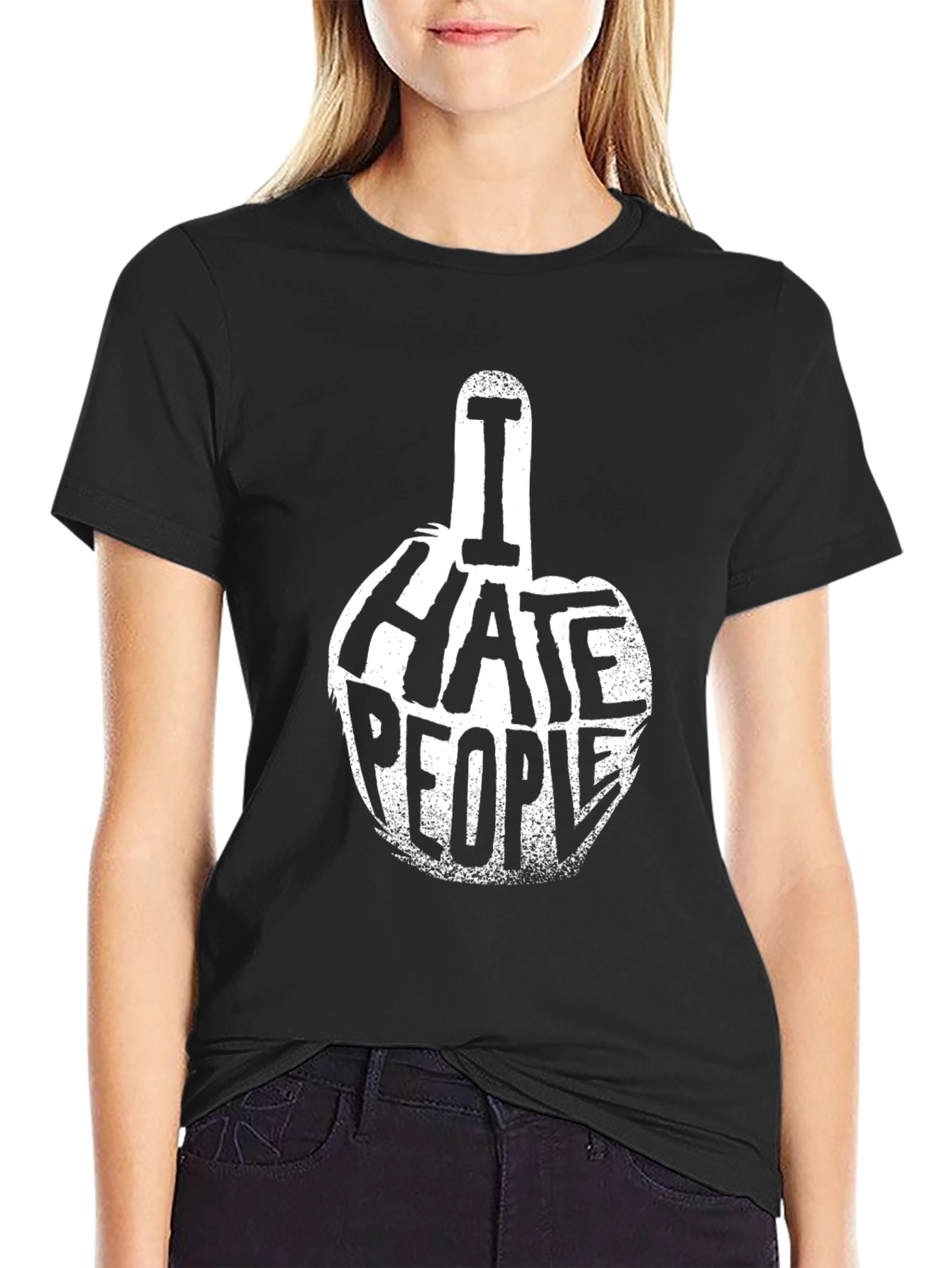 I Hate People Graphic Tee - Black Cotton T-Shirt