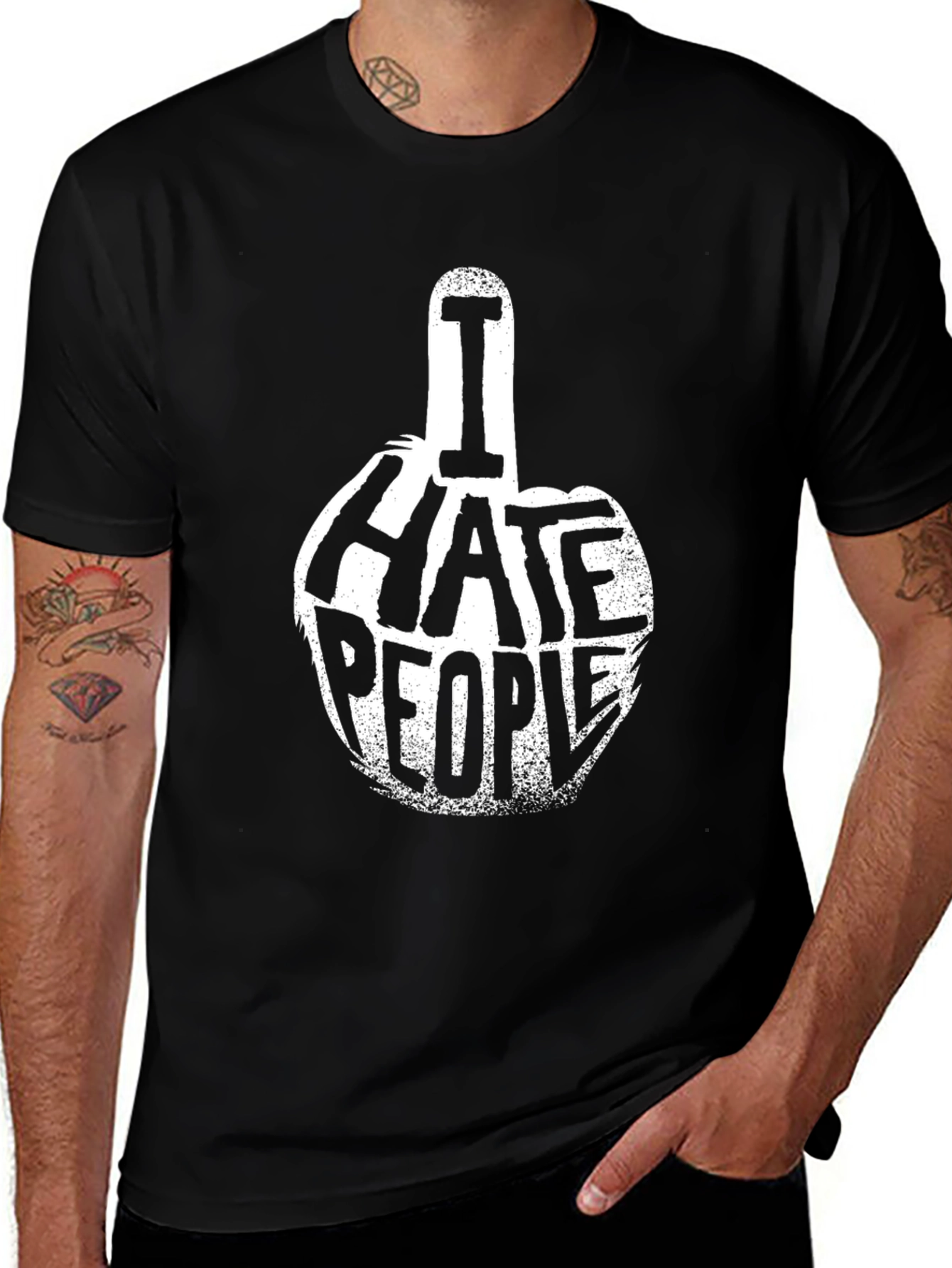I Hate People Graphic Tee - Black Cotton T-Shirt