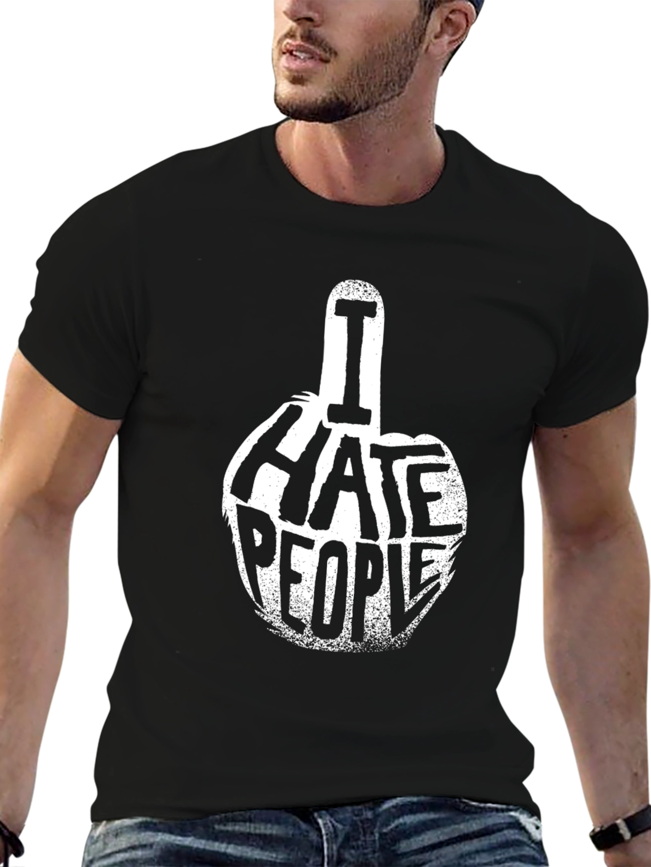 I Hate People Graphic Tee - Black Cotton T-Shirt