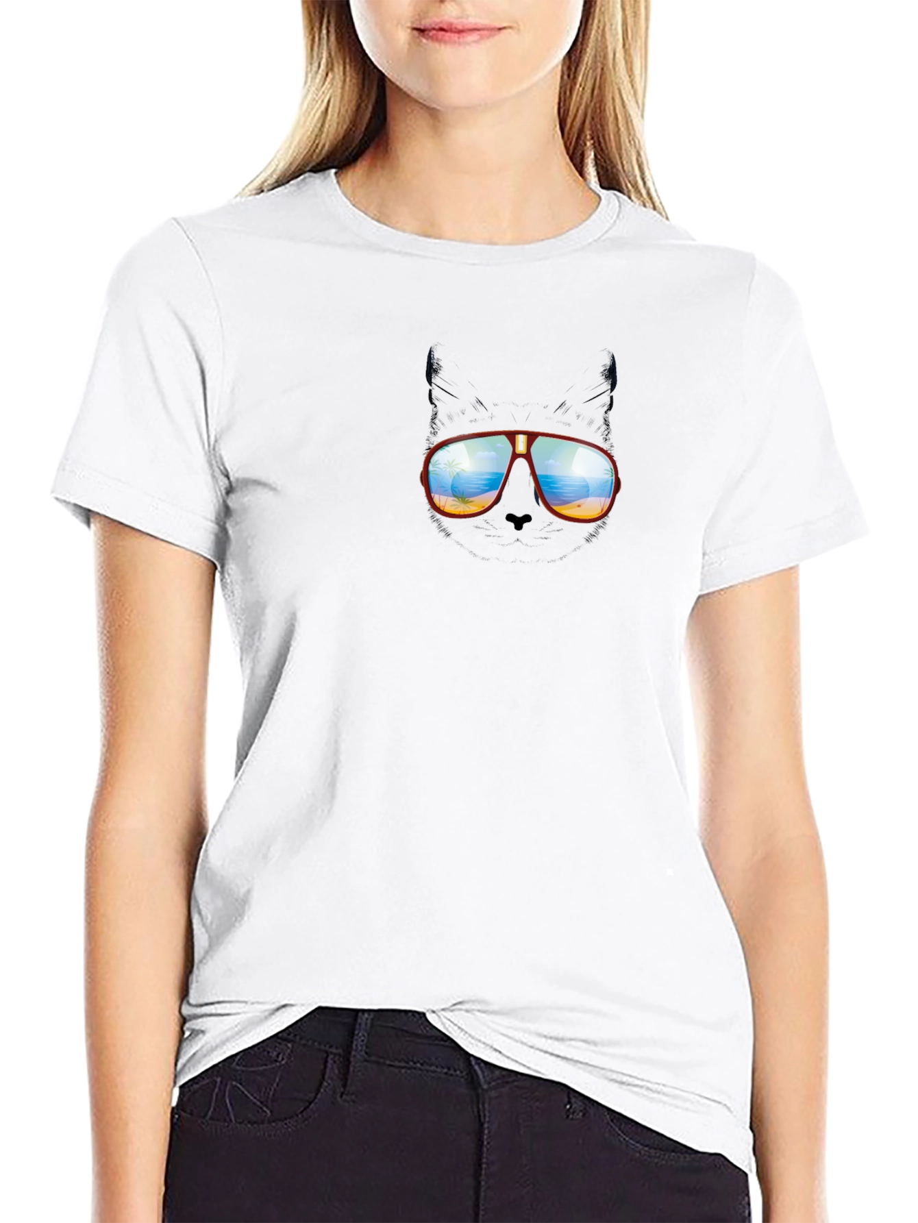 Cool Cat in Shades Graphic T-Shirt