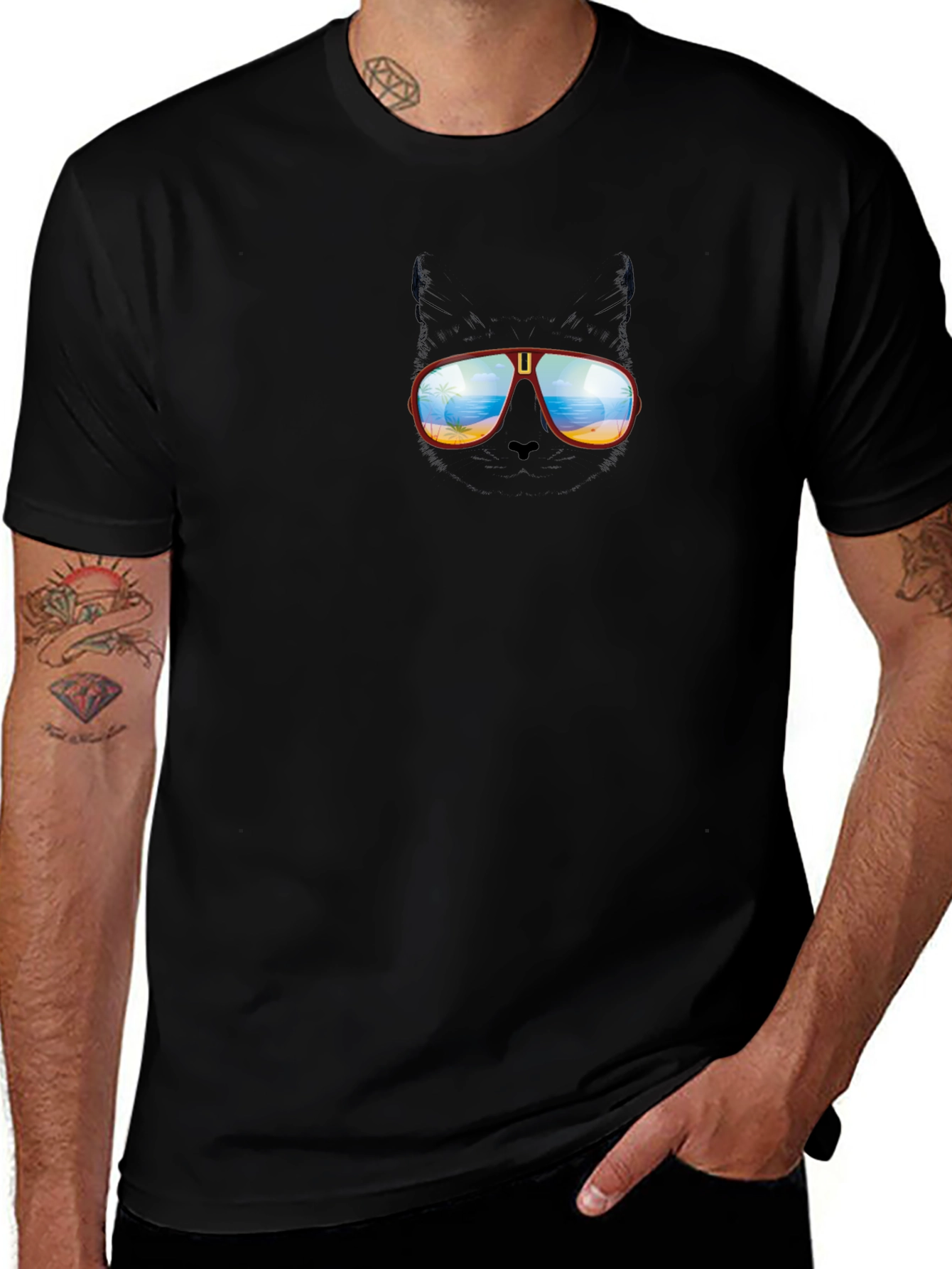 Cool Cat in Shades Graphic T-Shirt