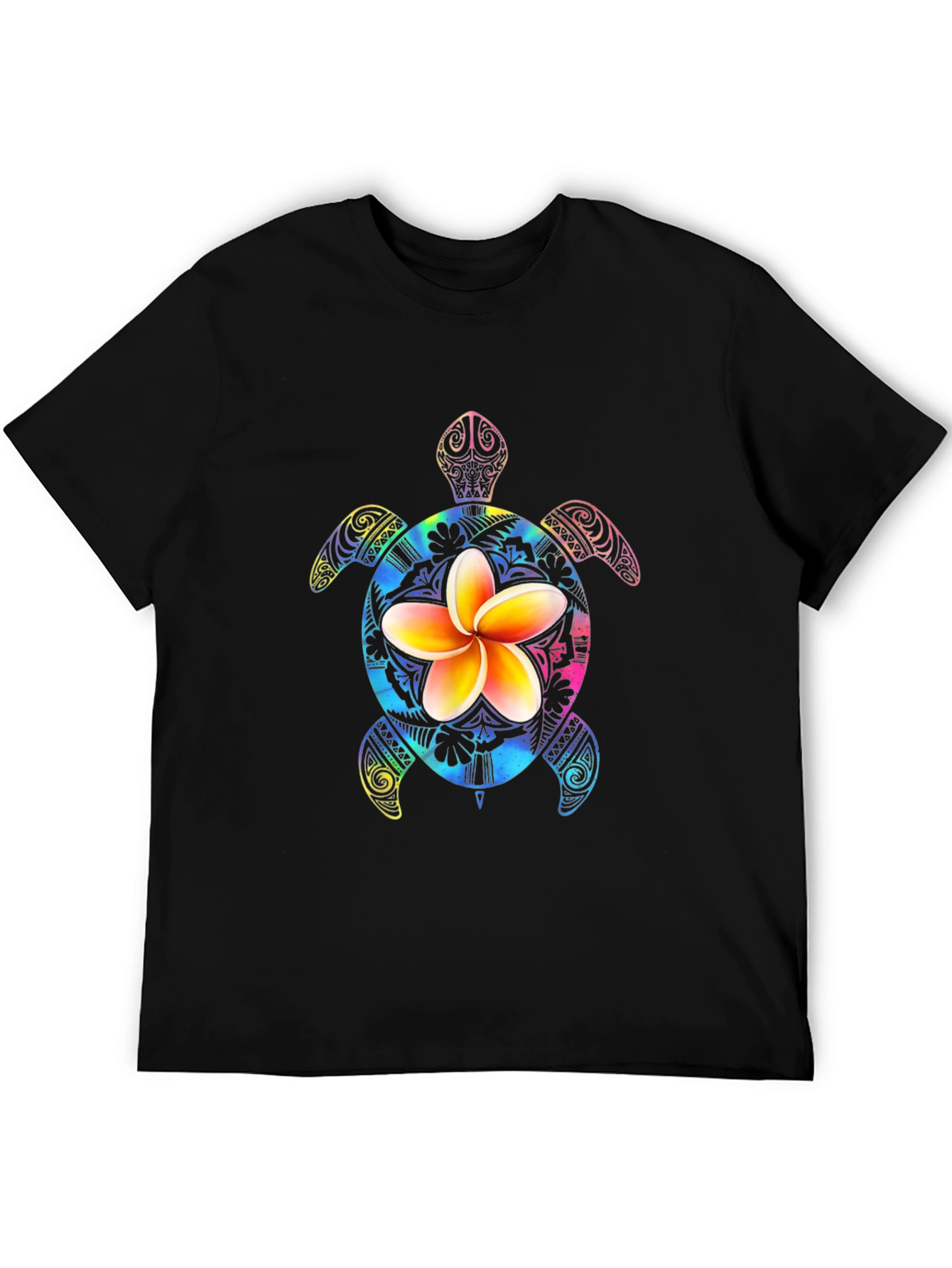 Turtle Flower Graphic Tee - Mens Black T-Shirt