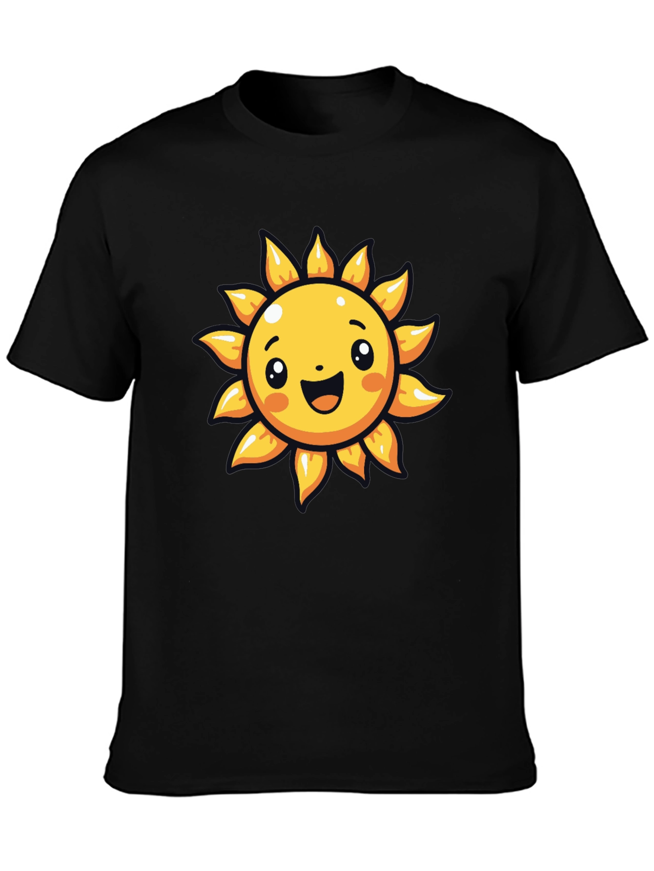 Cheerful Sun Graphic Tee - Black Cotton T-Shirt