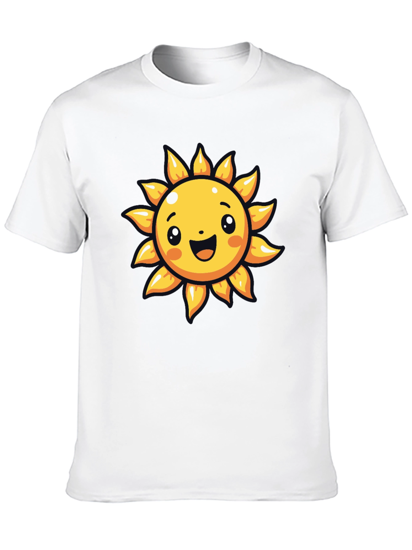 Cheerful Sun Graphic Tee - Black Cotton T-Shirt