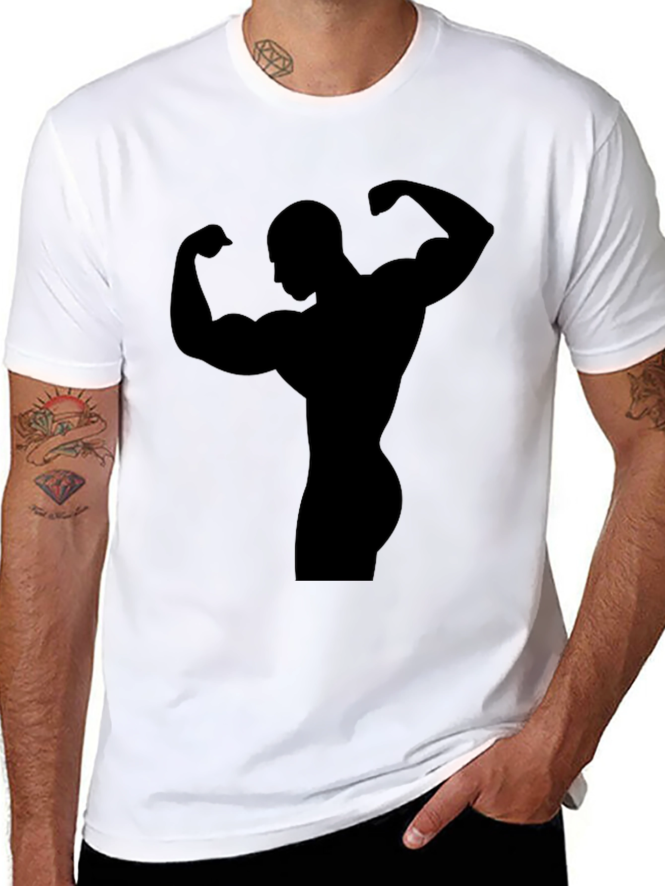 Muscle Man Silhouette Black T-Shirt