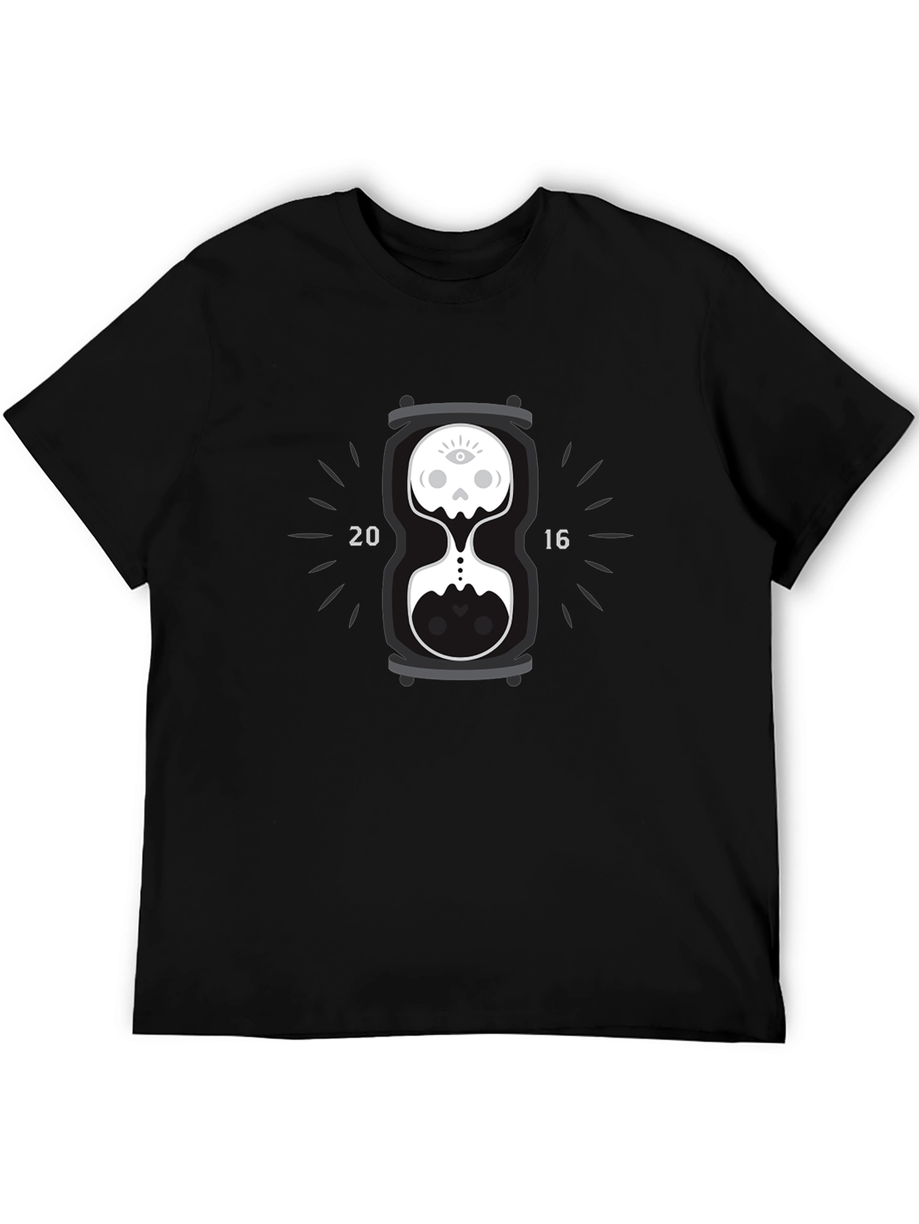 Skull Hourglass Graphic Tee - Black