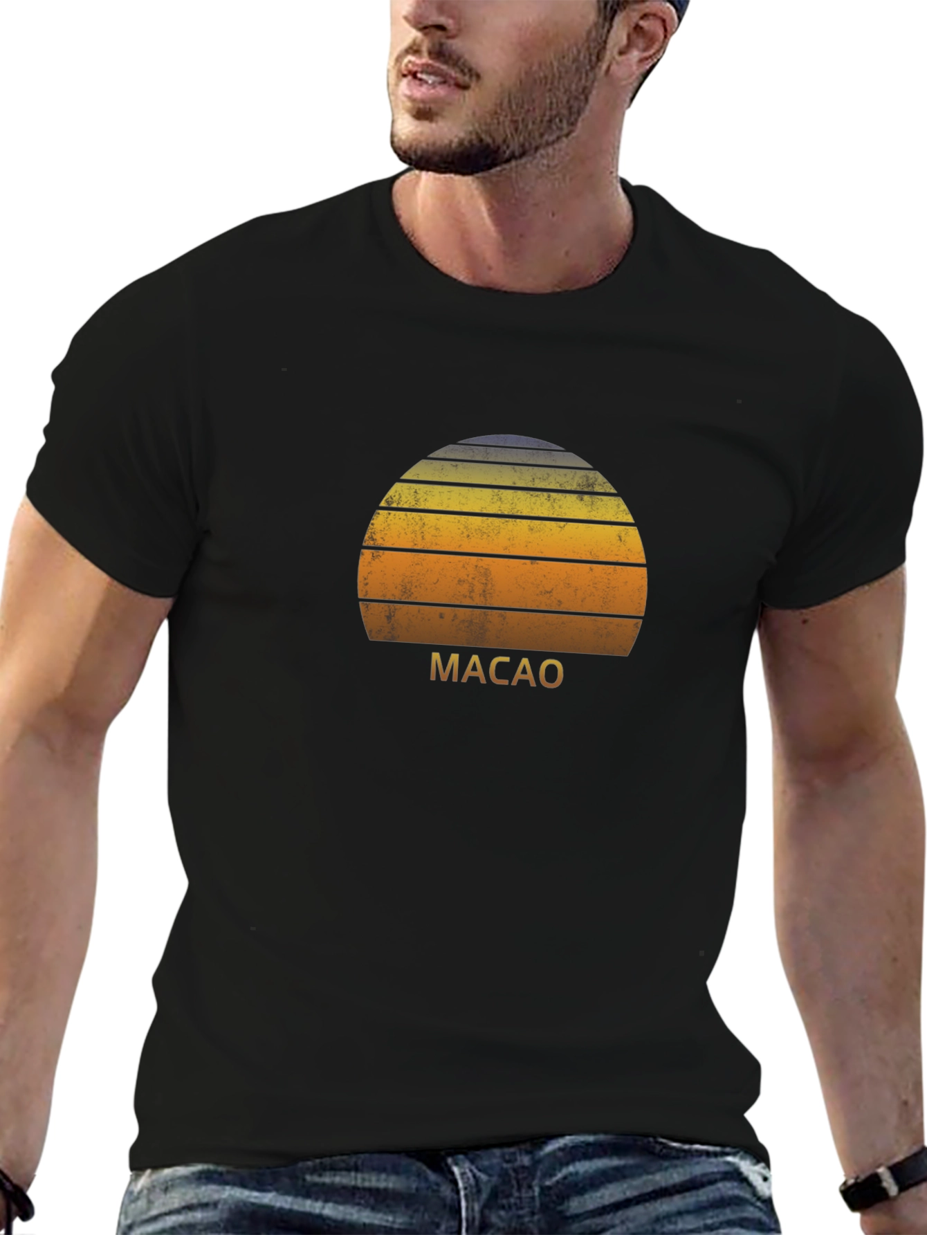 Macao Sunset Graphic T-Shirt - Retro Style Tee