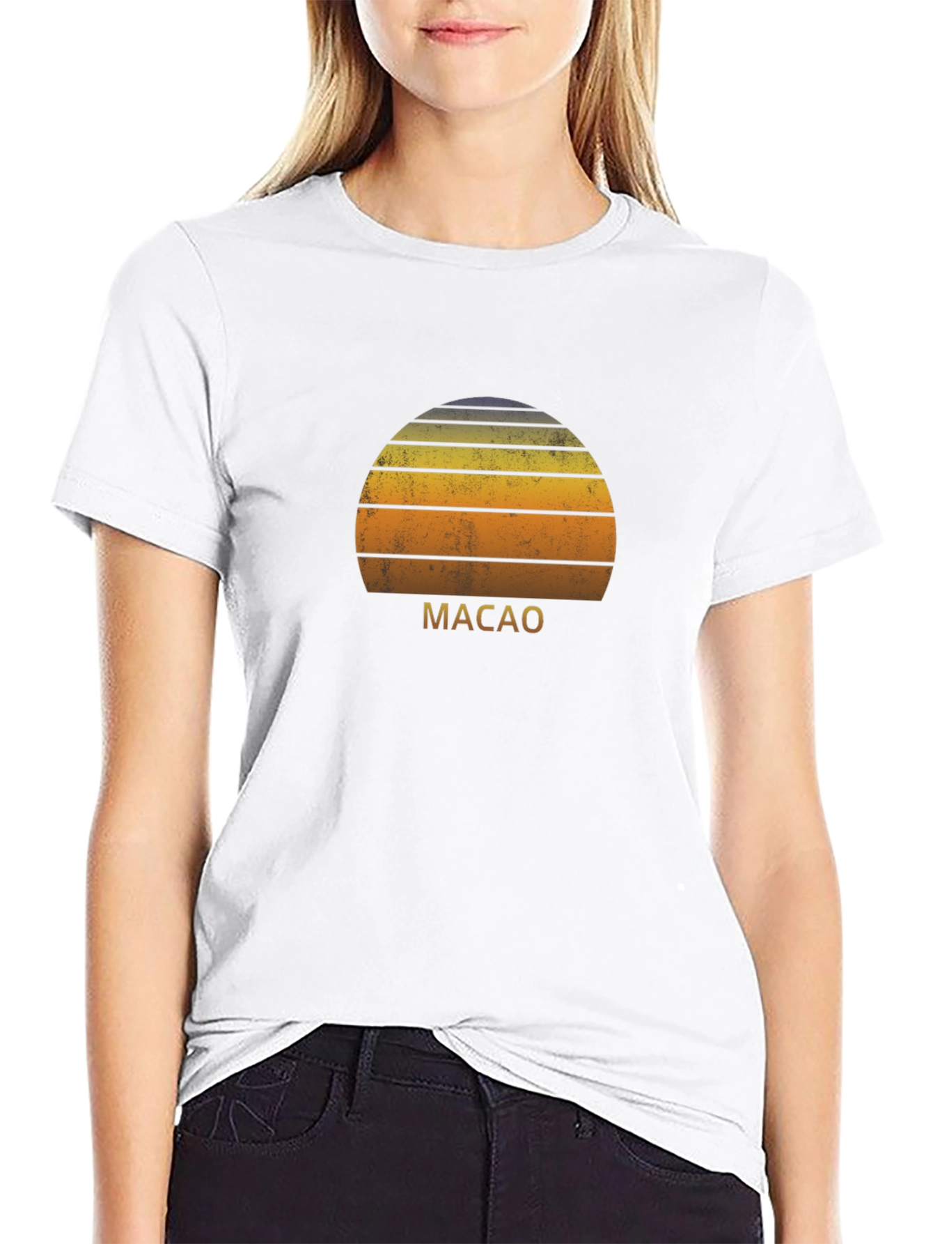 Macao Sunset Graphic T-Shirt - Retro Style Tee