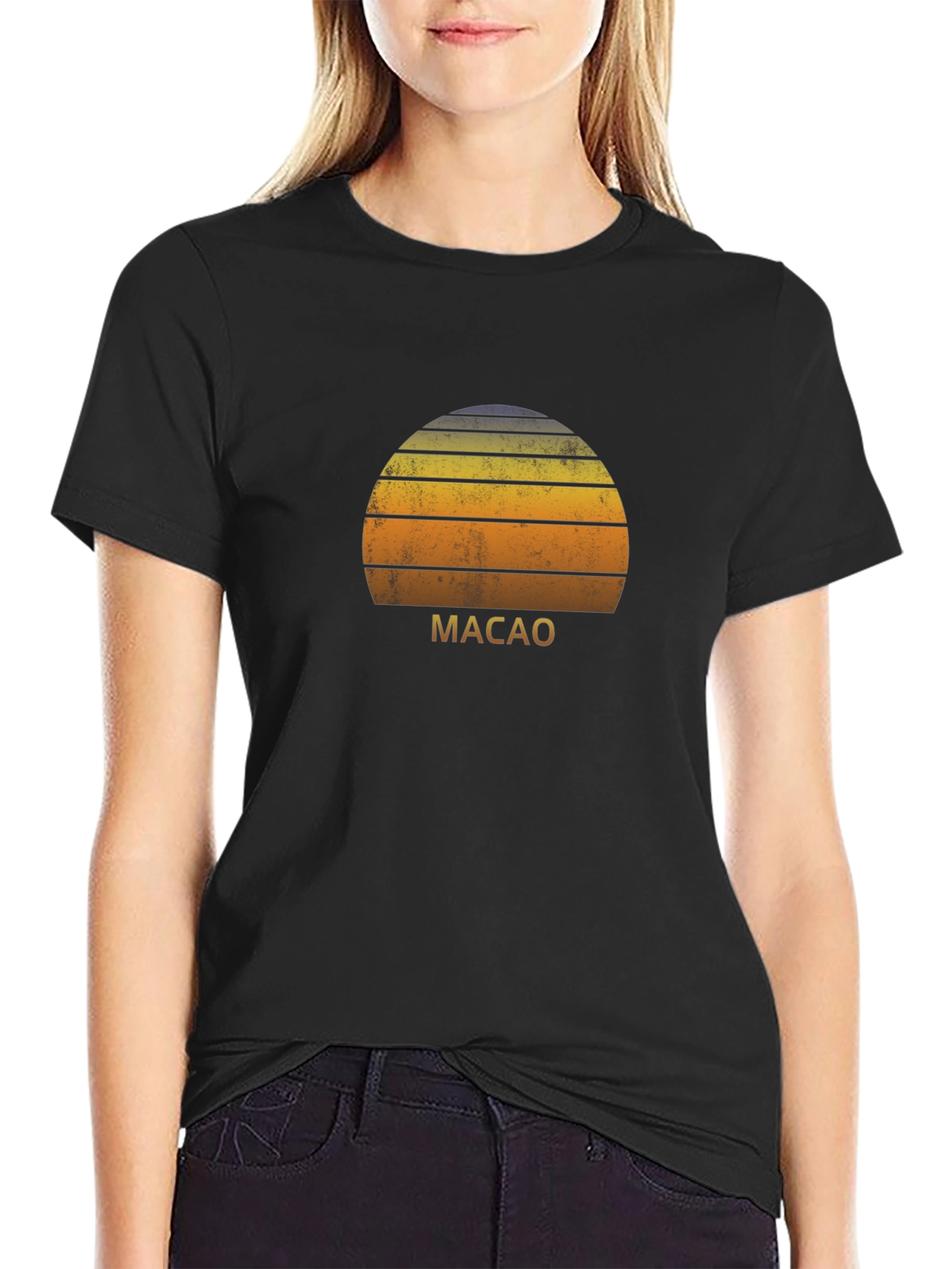 Macao Sunset Graphic T-Shirt - Retro Style Tee