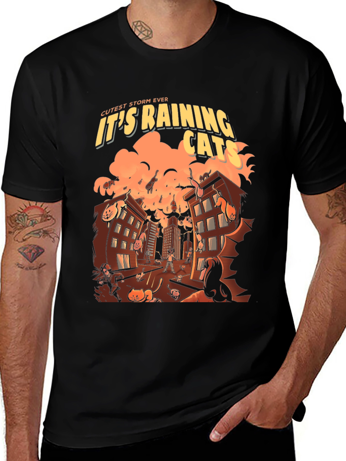Its Raining Cats T-Shirt - Novelty Graphic Tee