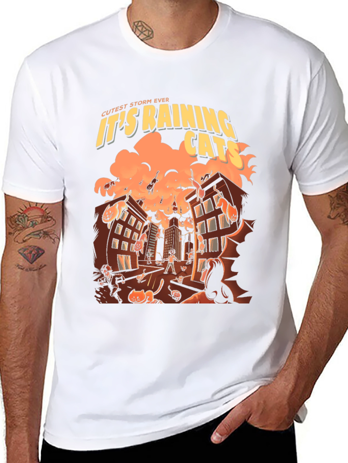 Its Raining Cats T-Shirt - Novelty Graphic Tee