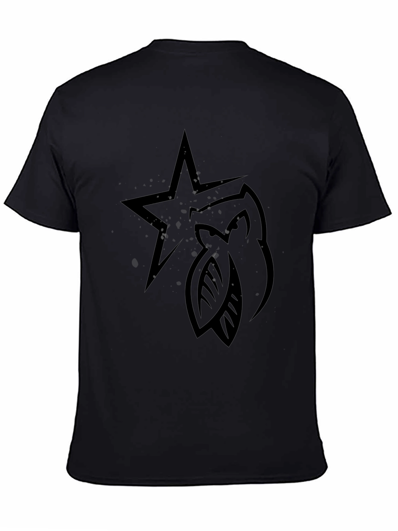 Star & Leaves Graphic Black T-Shirt