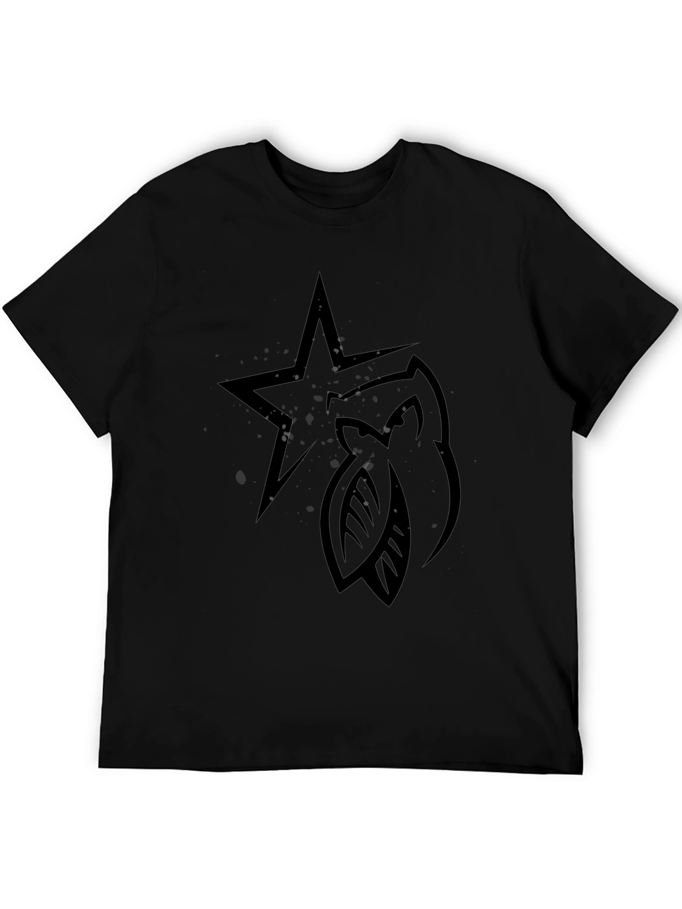 Star & Leaves Graphic Black T-Shirt