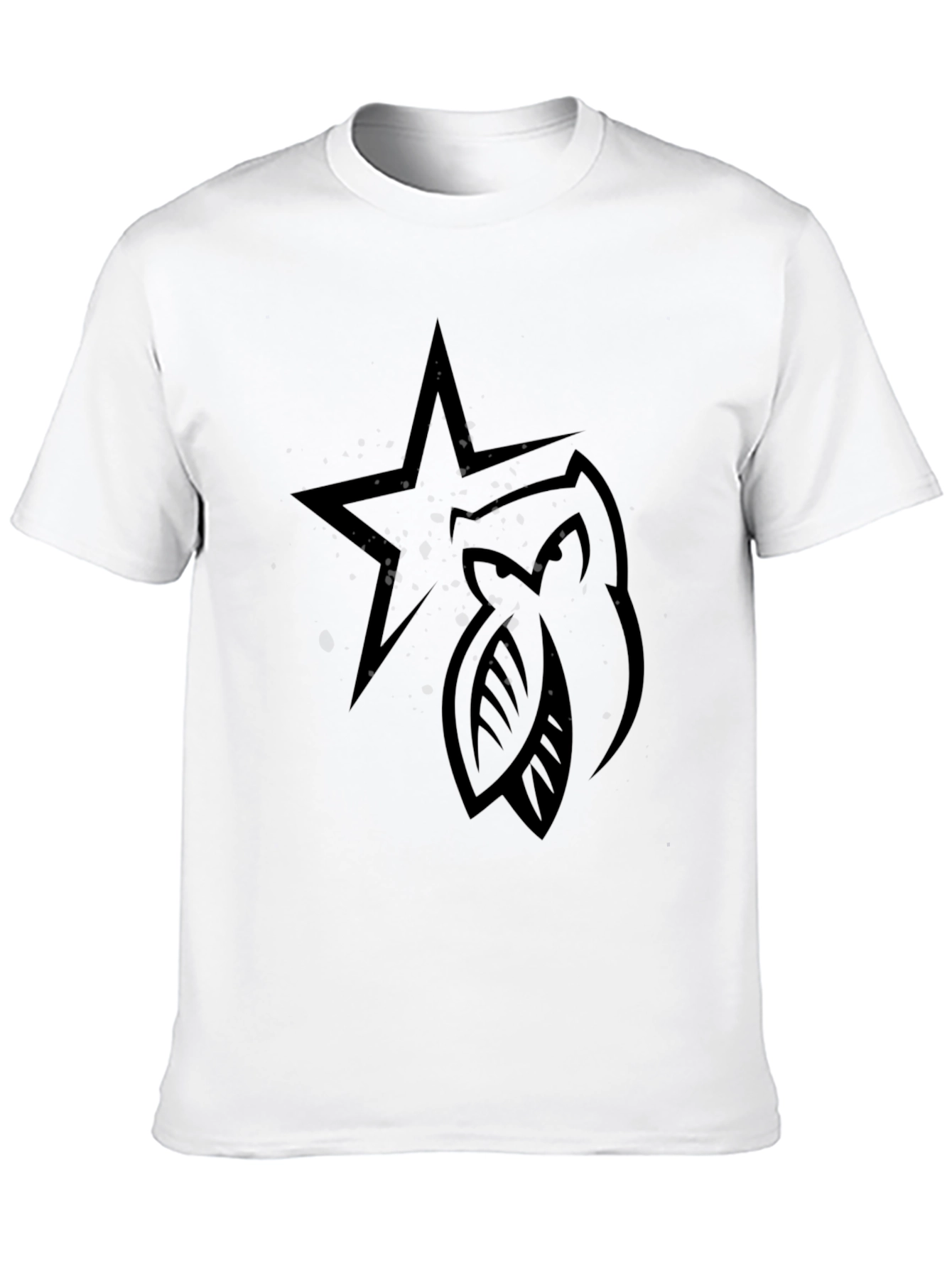 Star & Leaves Graphic Black T-Shirt