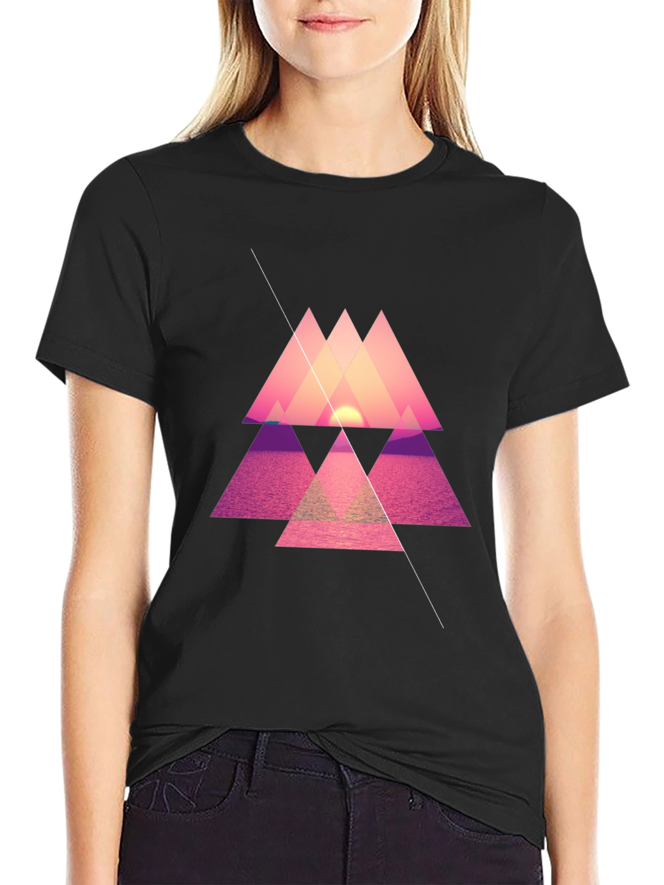 Geometric Sunset T-Shirt - Modern Design
