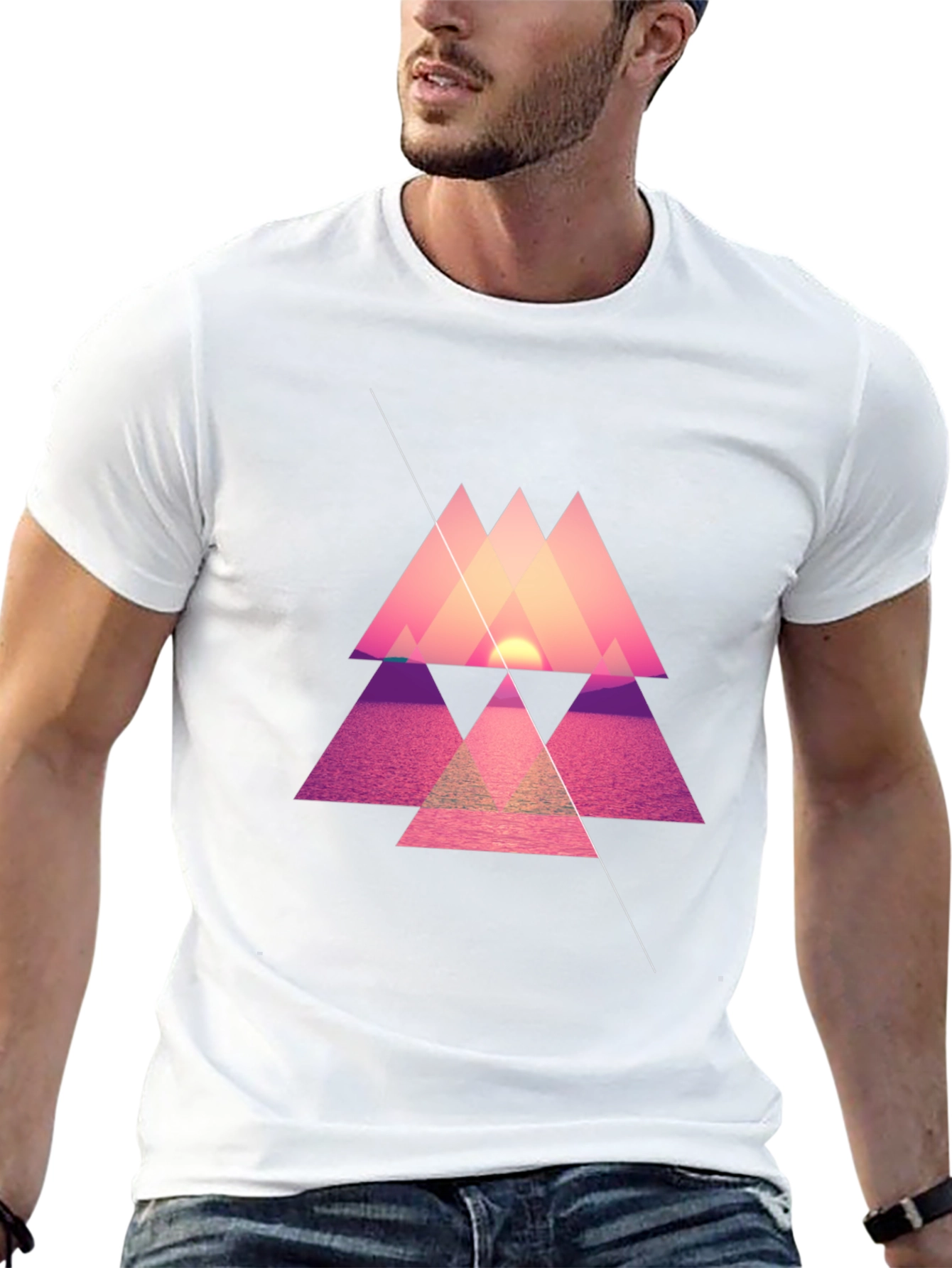 Geometric Sunset T-Shirt - Modern Design