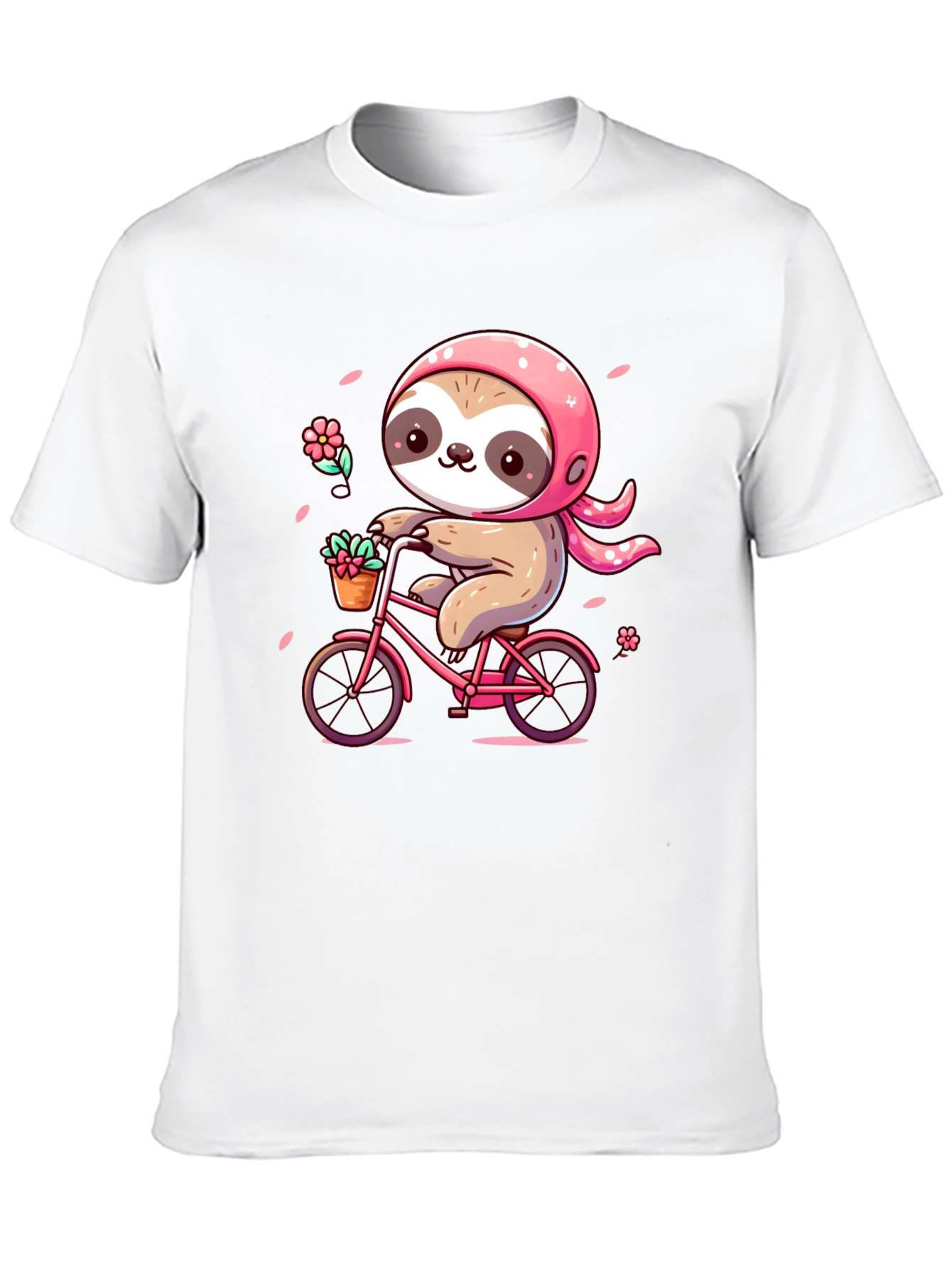 Cute Sloth on Bike Graphic Tee - Black T-Shirt