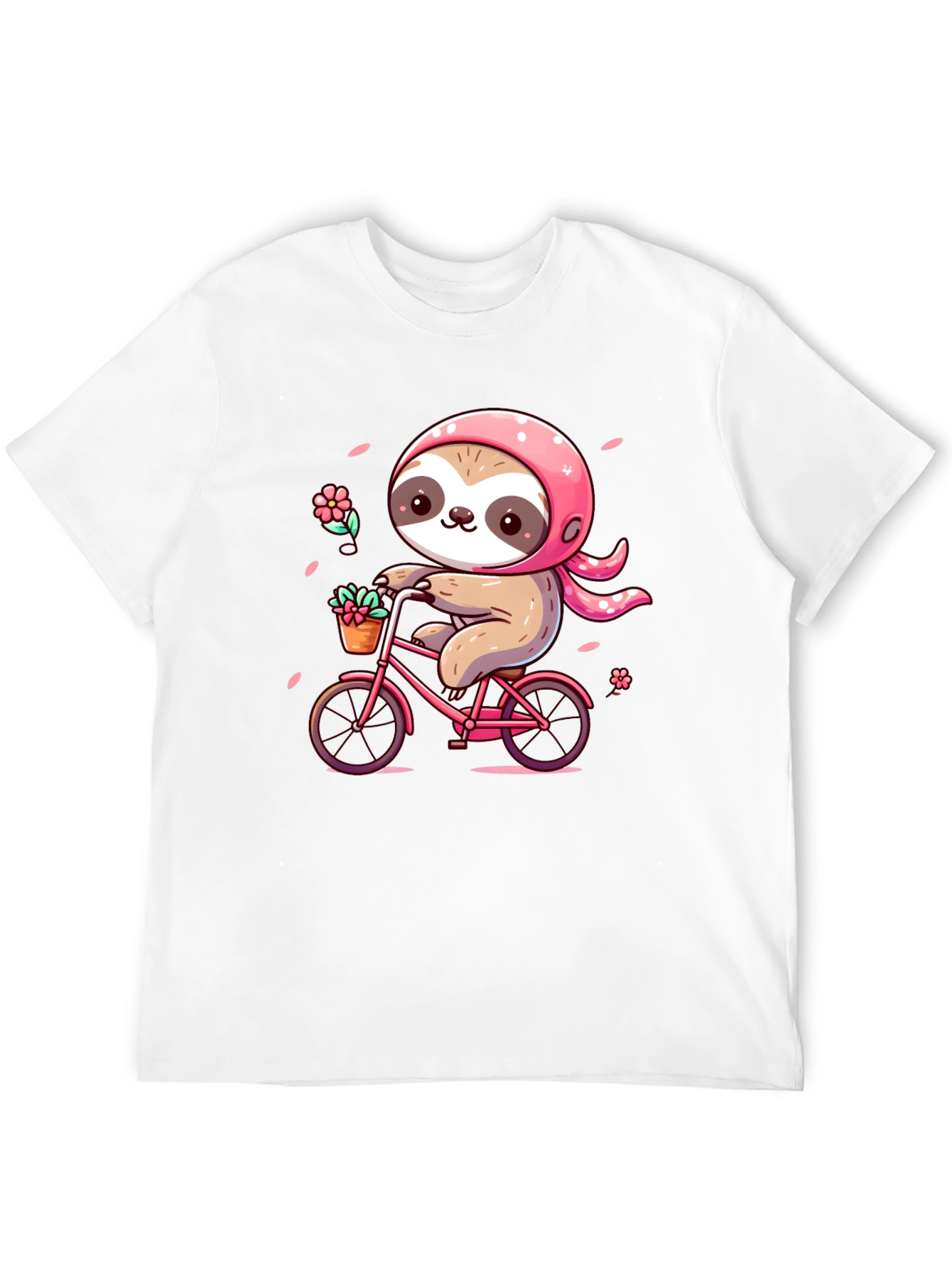 Cute Sloth on Bike Graphic Tee - Black T-Shirt