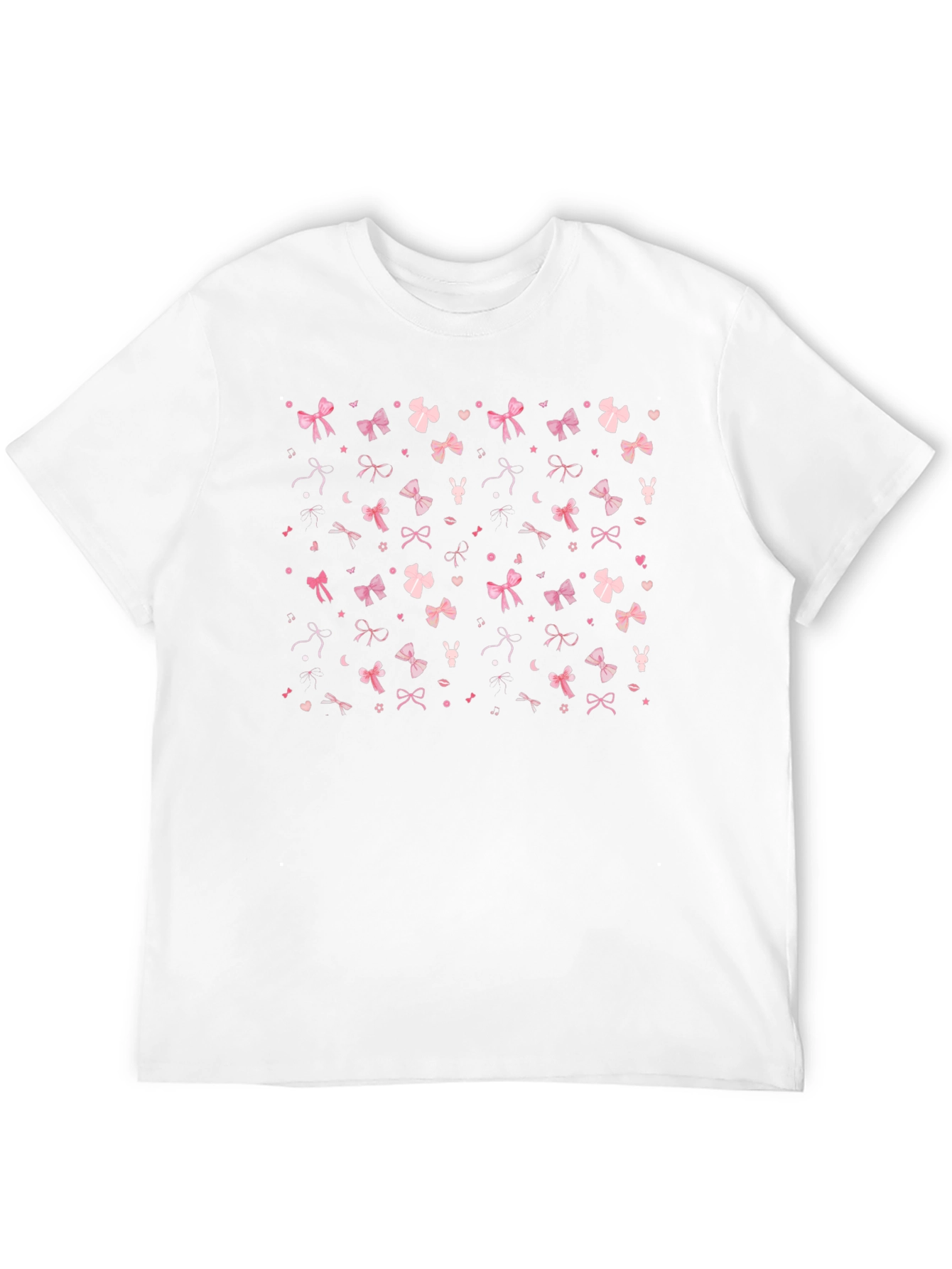 Pink Bow & Hearts Black T-Shirt
