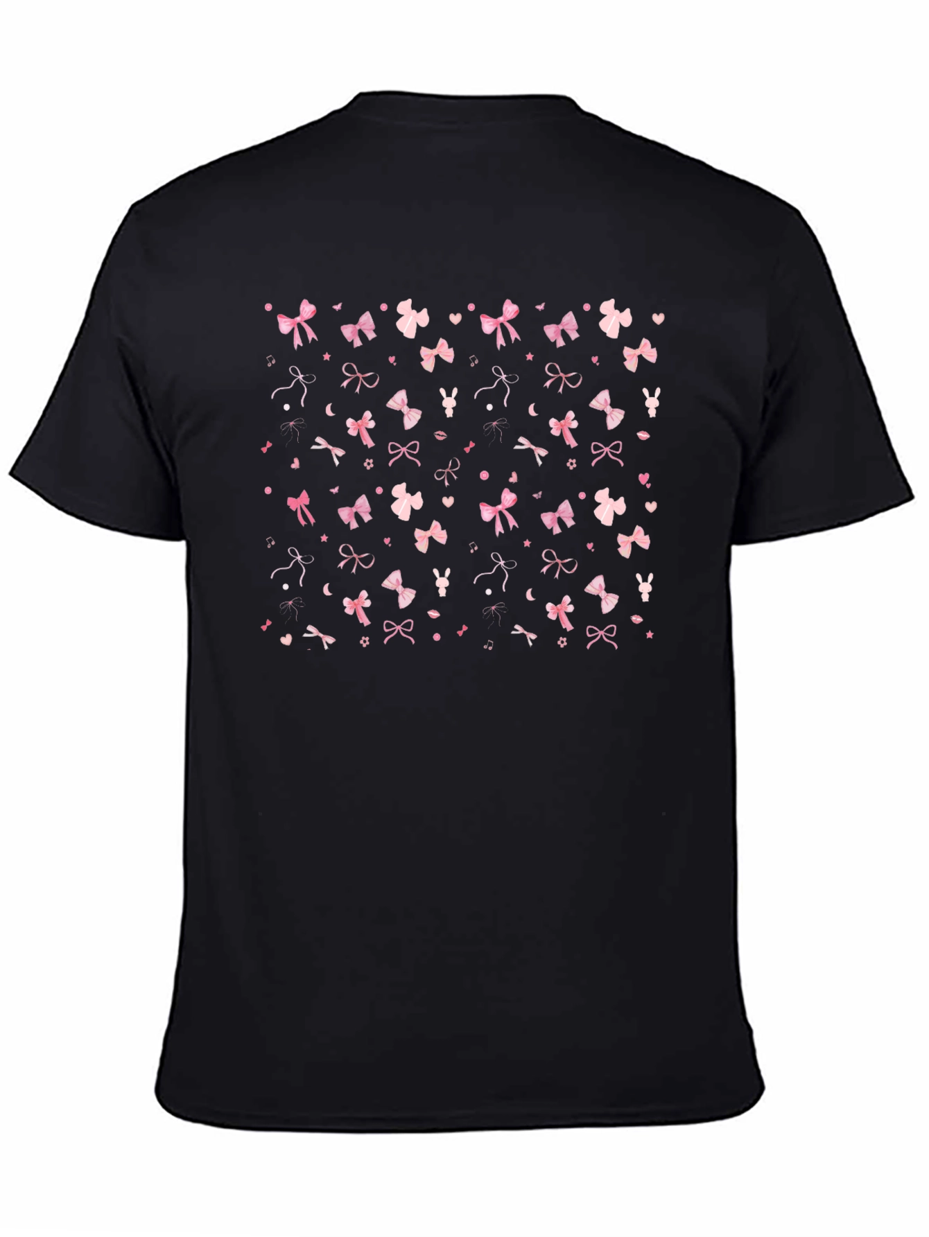 Pink Bow & Hearts Black T-Shirt