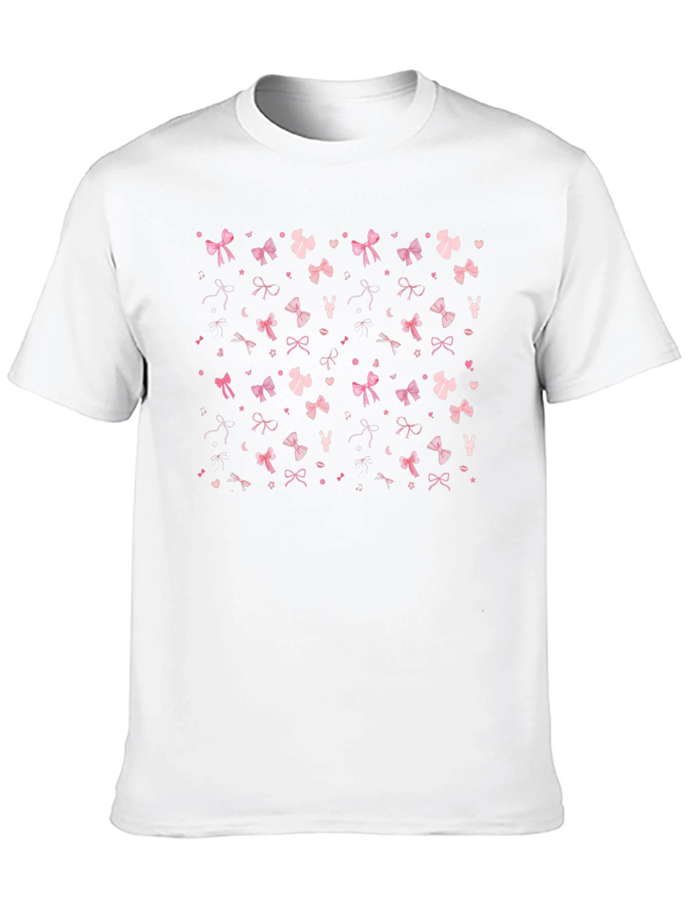 Pink Bow & Hearts Black T-Shirt