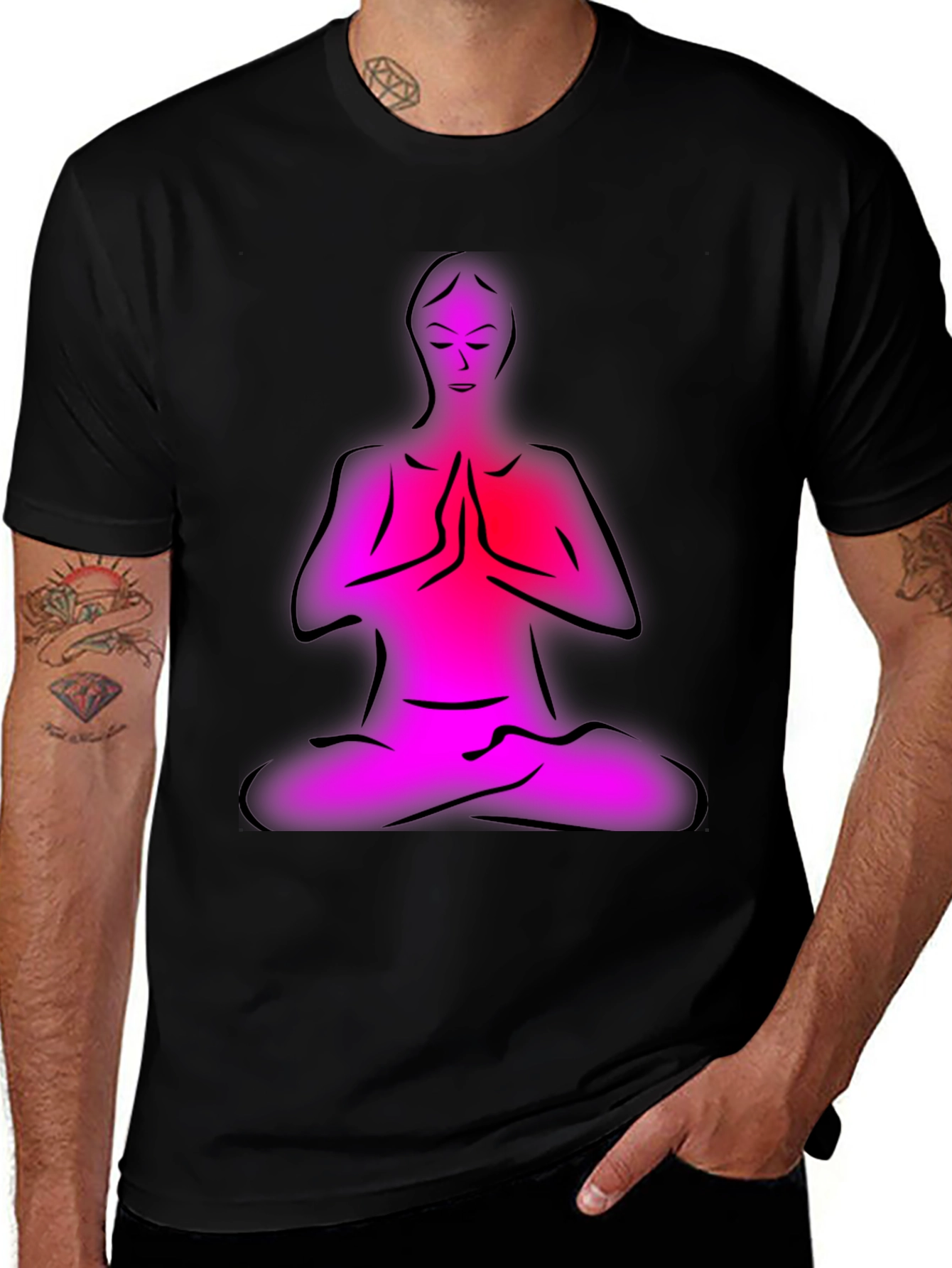 Yoga Meditation Graphic Black T-Shirt