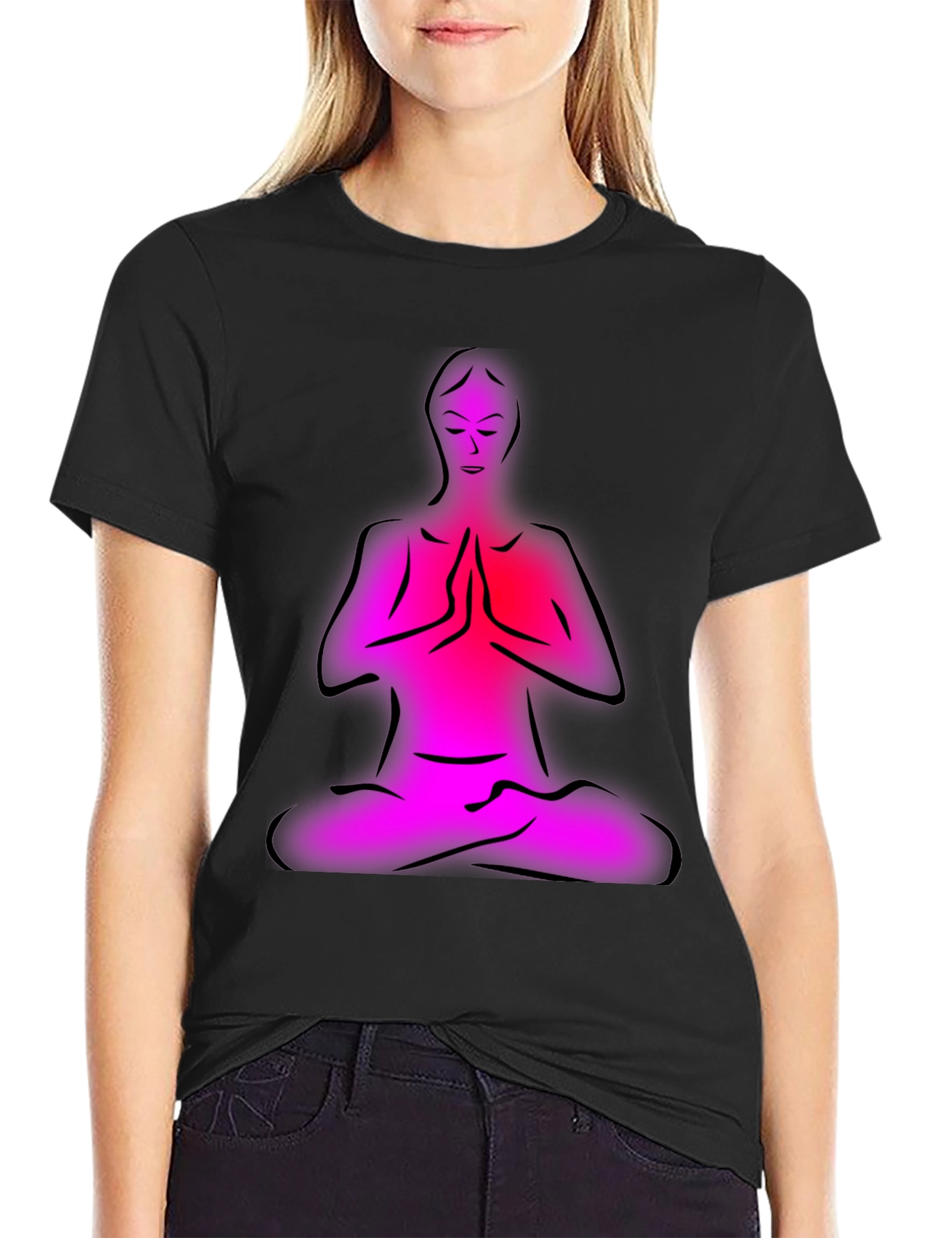 Yoga Meditation Graphic Black T-Shirt