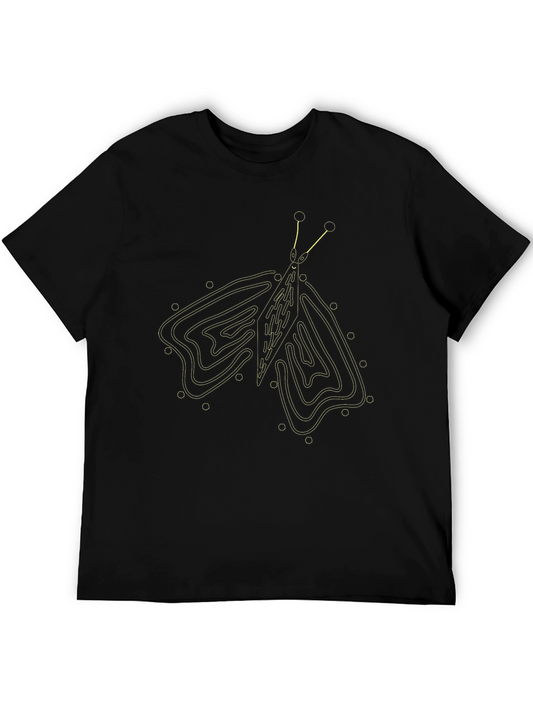 Abstract Butterfly Graphic Tee - Black Cotton Blend