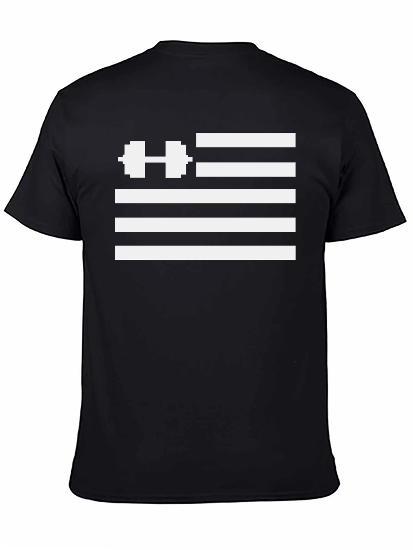 Weightlifting Pixel Flag Black T-Shirt