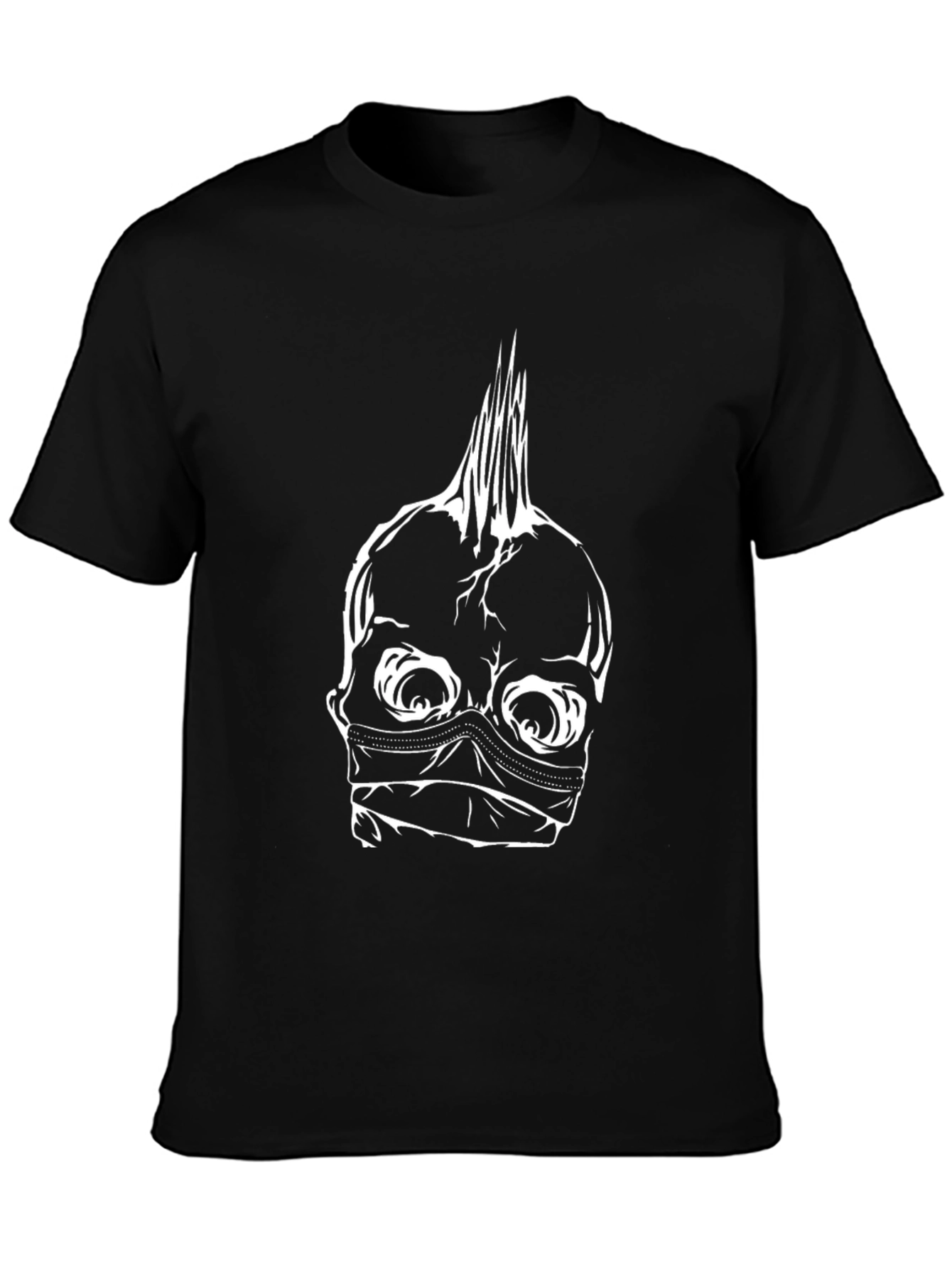 Masked Skull Punk Style T-Shirt - Black