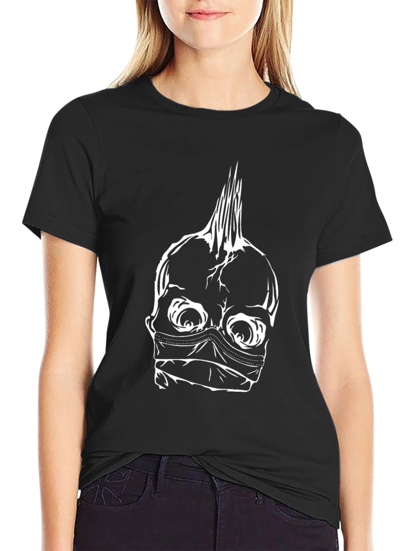 Masked Skull Punk Style T-Shirt - Black