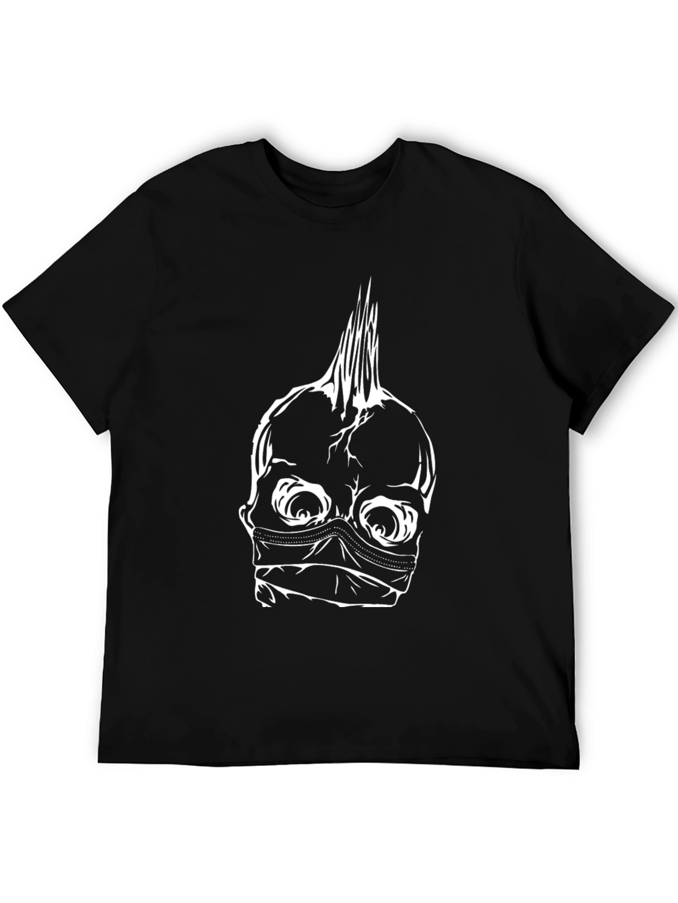 Masked Skull Punk Style T-Shirt - Black