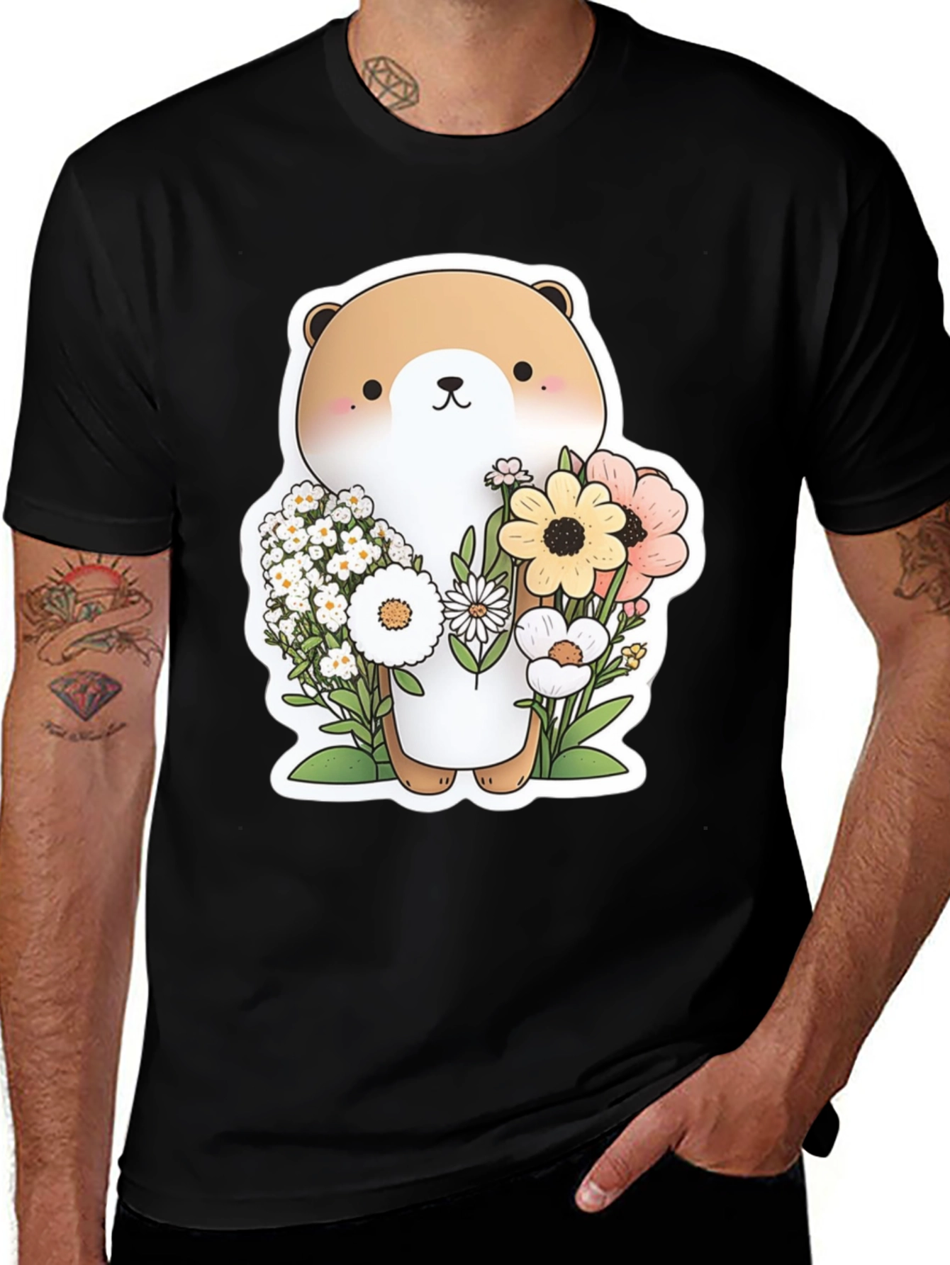 Cute Otter Floral T-Shirt - Unisex
