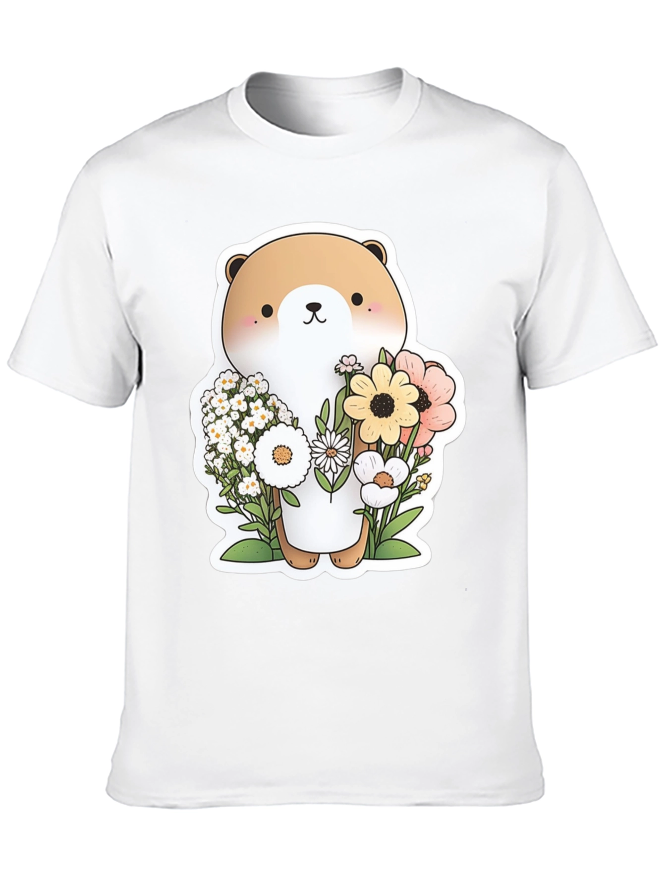 Cute Otter Floral T-Shirt - Unisex