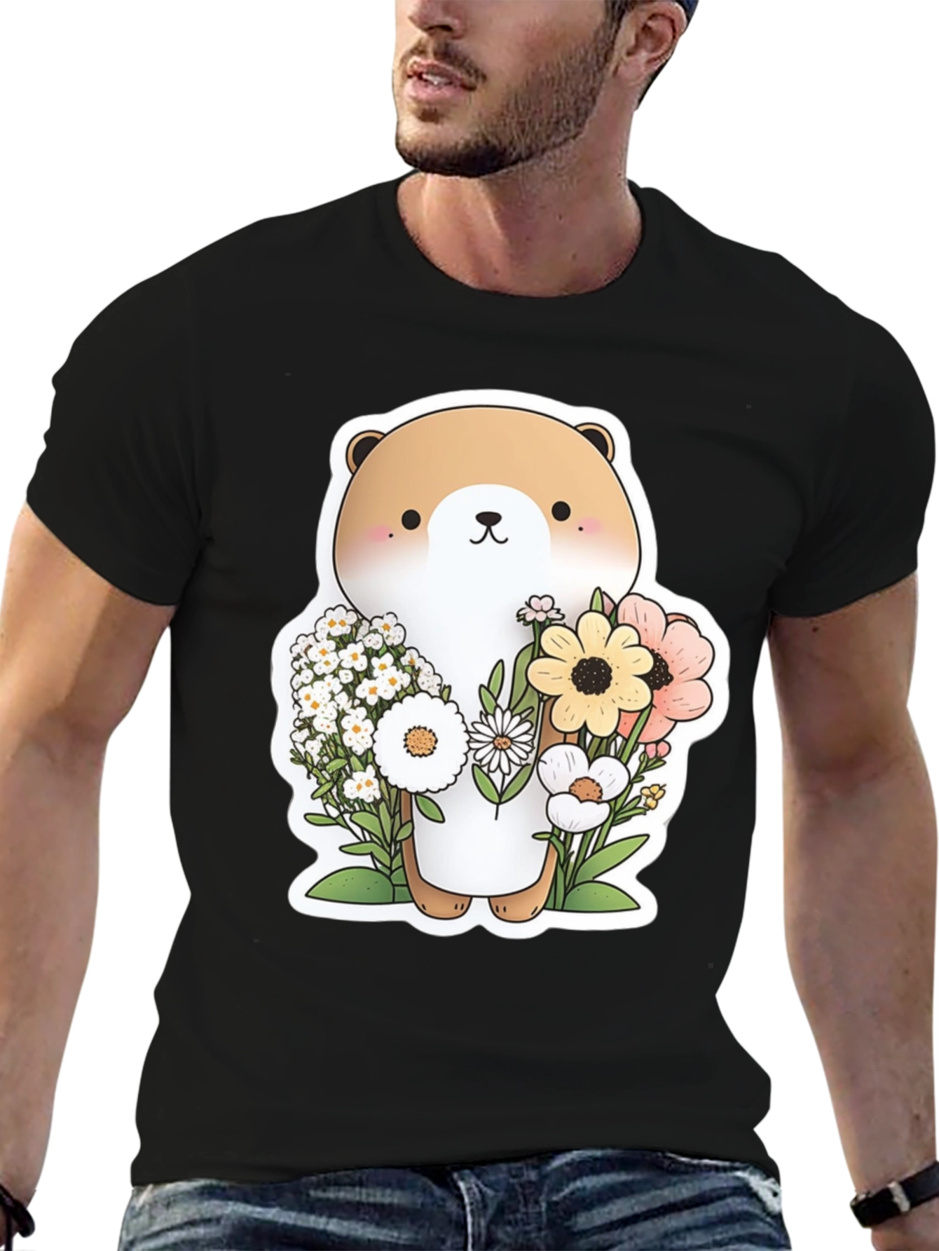 Cute Otter Floral T-Shirt - Unisex
