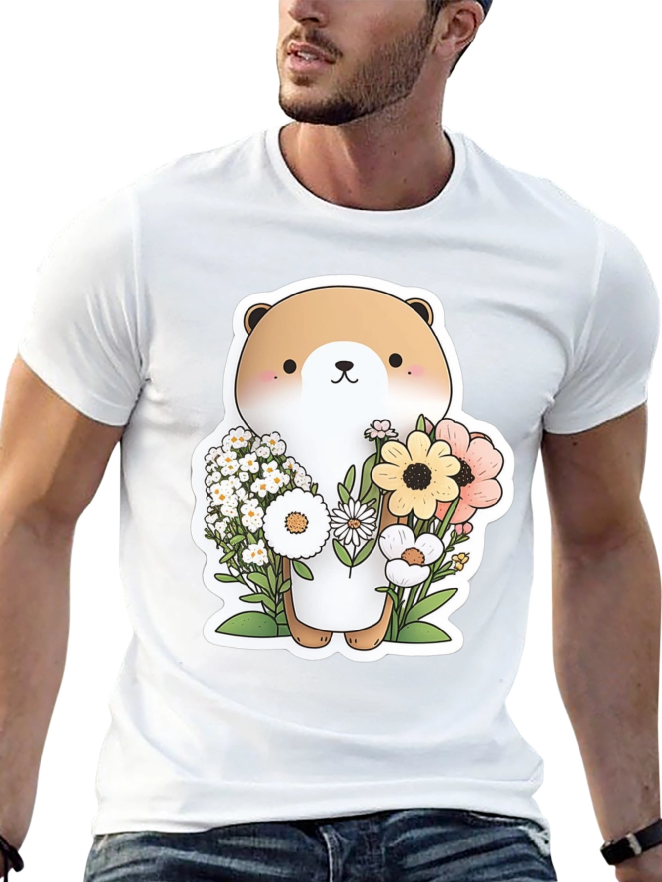 Cute Otter Floral T-Shirt - Unisex