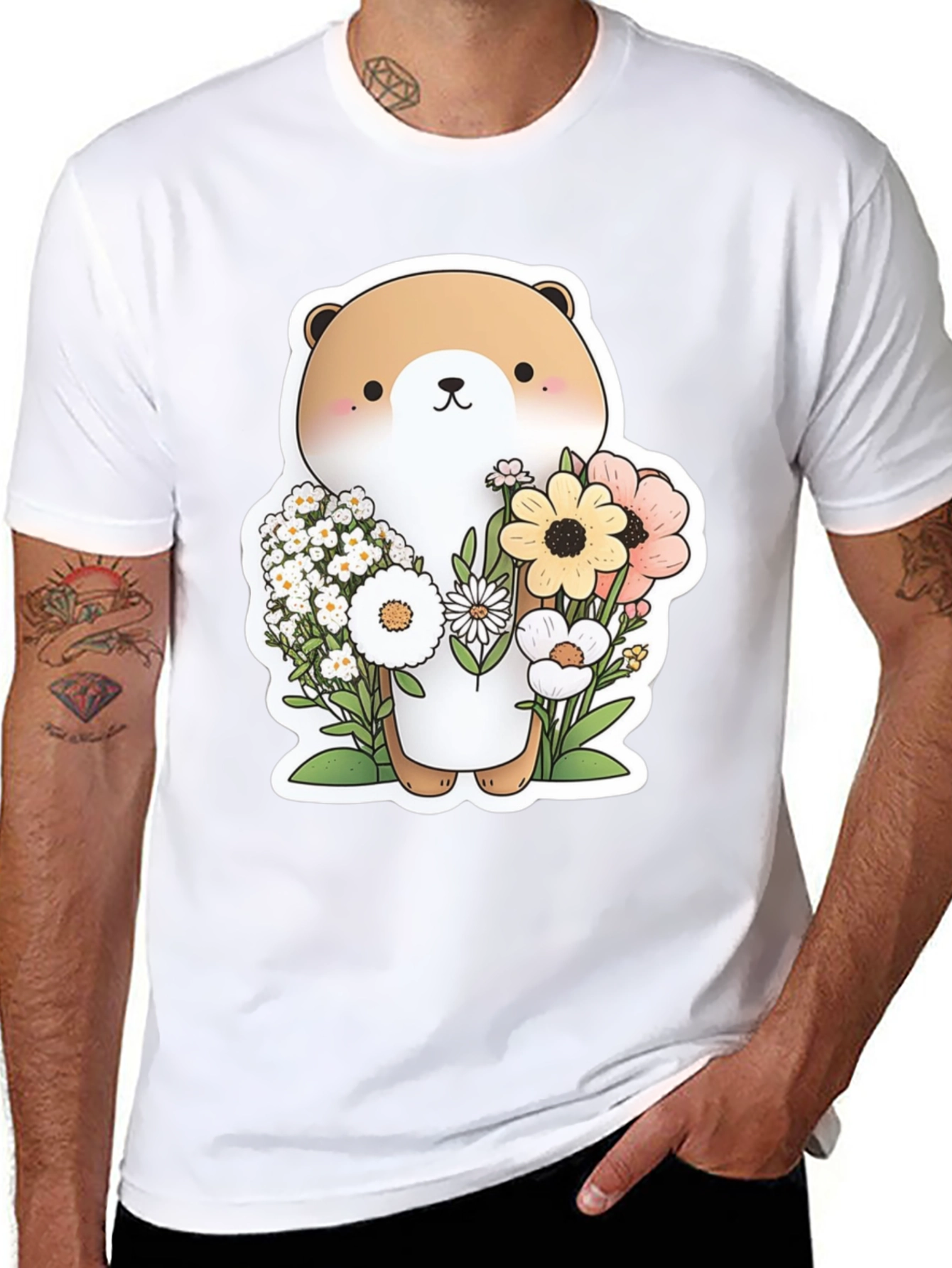 Cute Otter Floral T-Shirt - Unisex