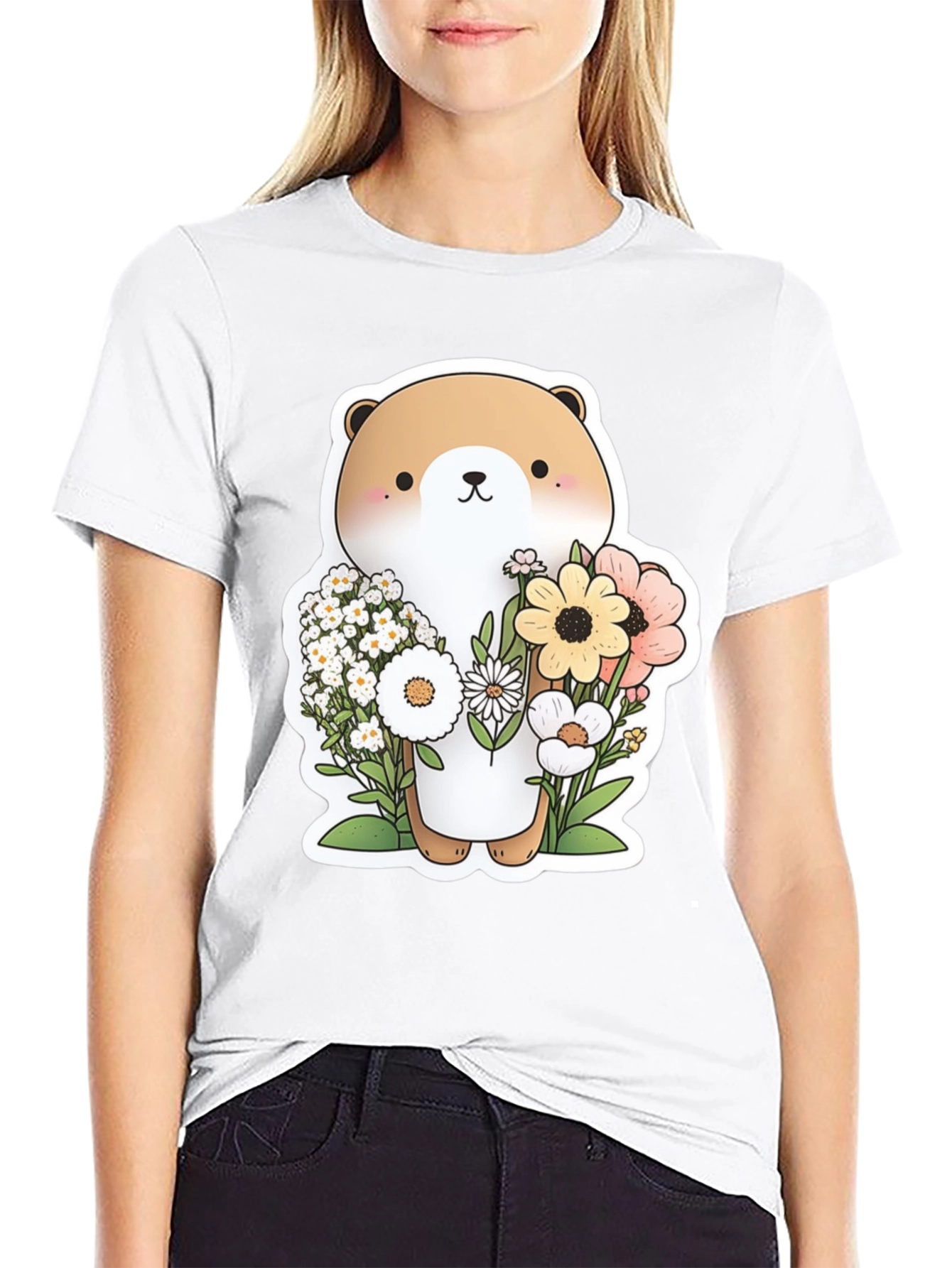 Cute Otter Floral T-Shirt - Unisex