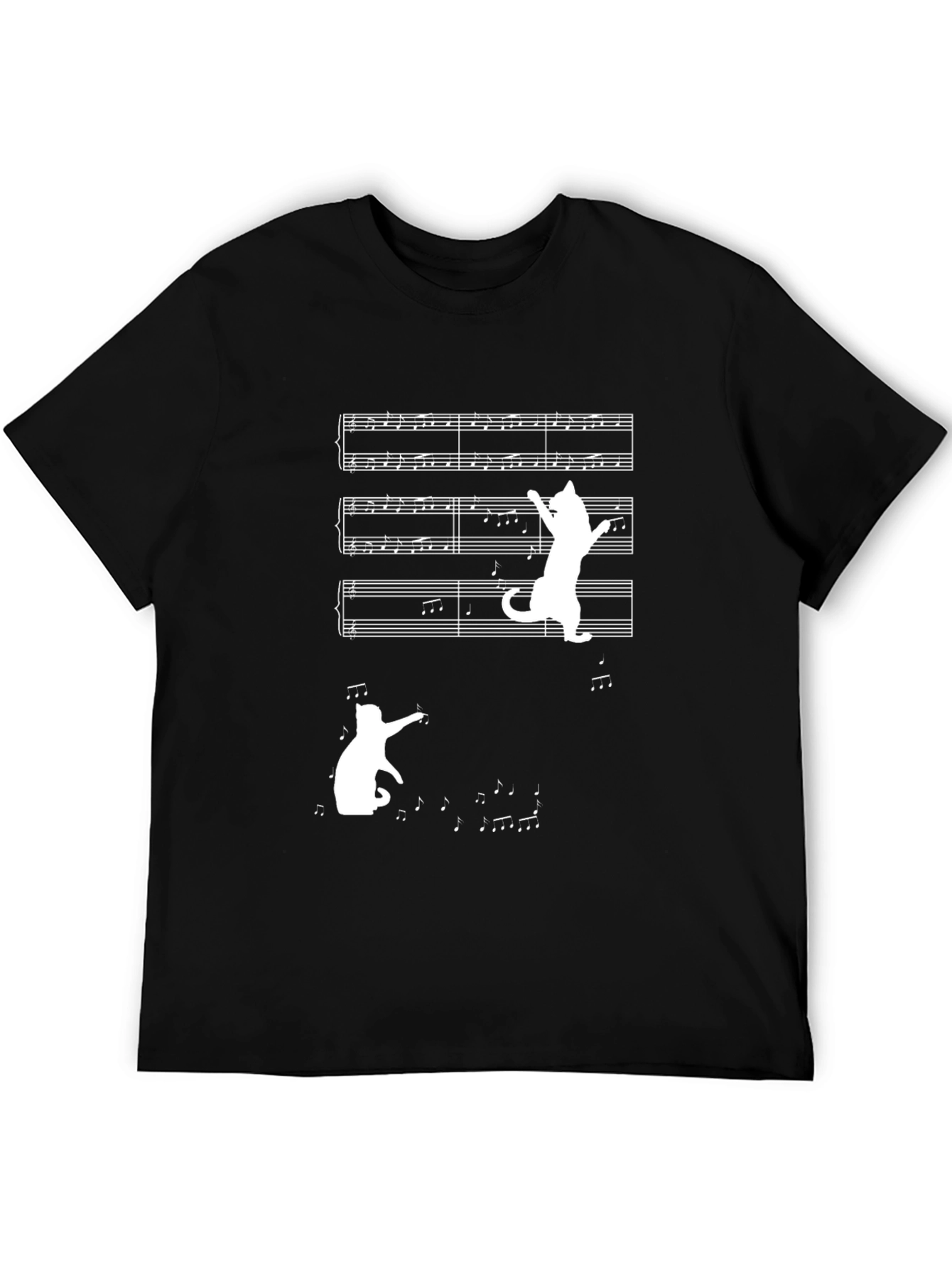 Musical Cat Tee - Black Cotton T-Shirt