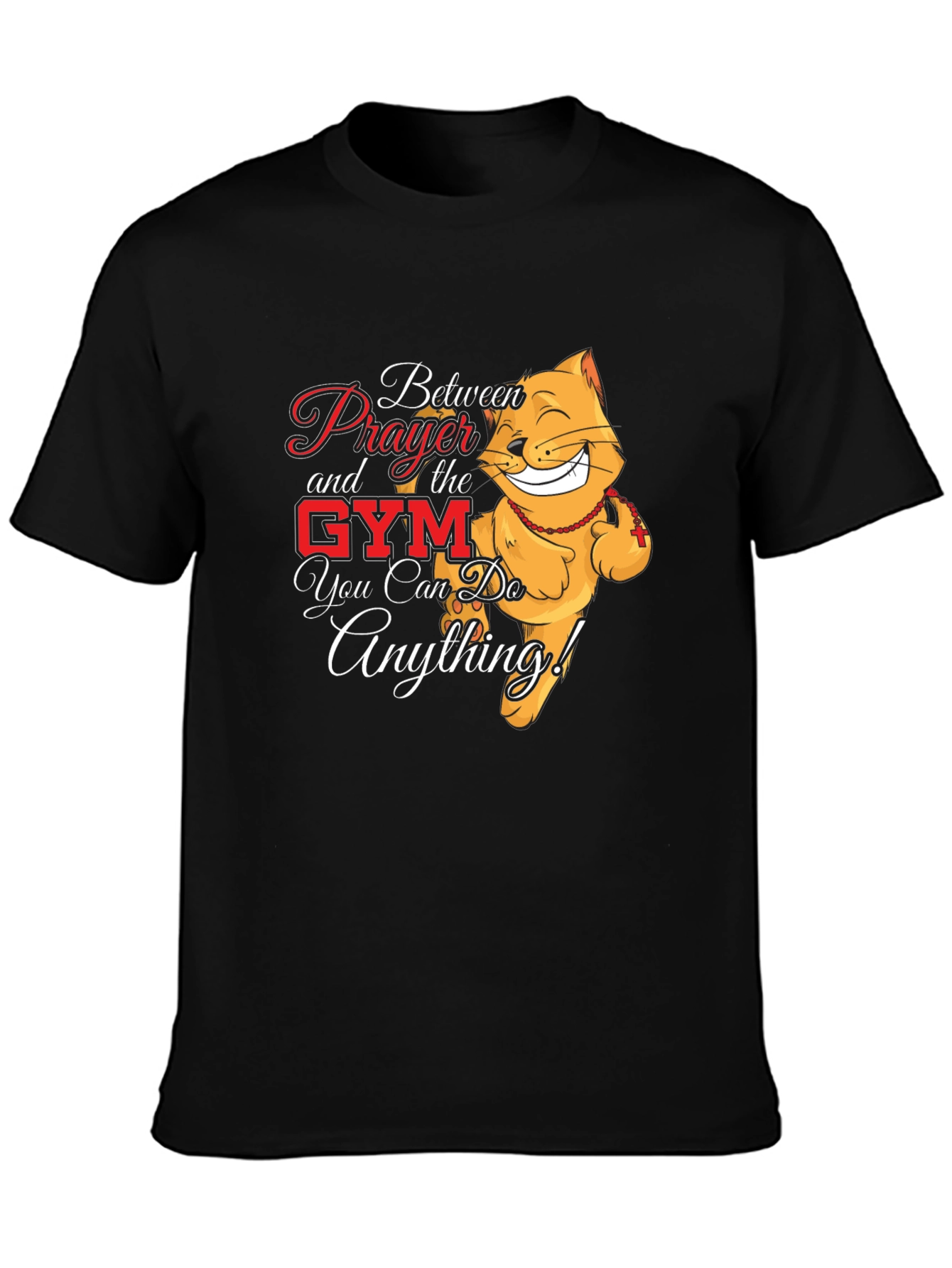 Prayer Gym Cat Black T-Shirt