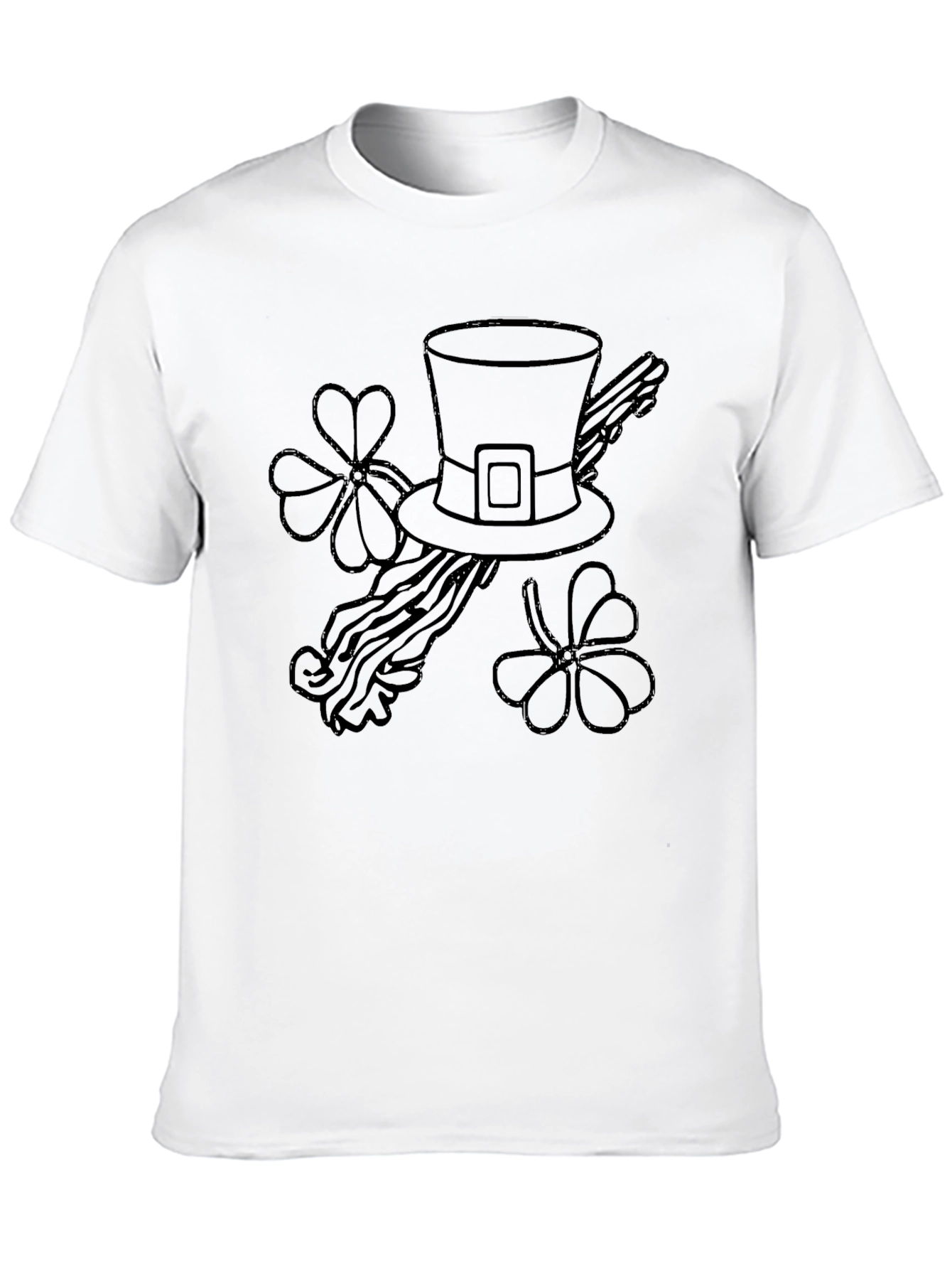 St. Patricks Day Hat & Shamrock Graphic Tee